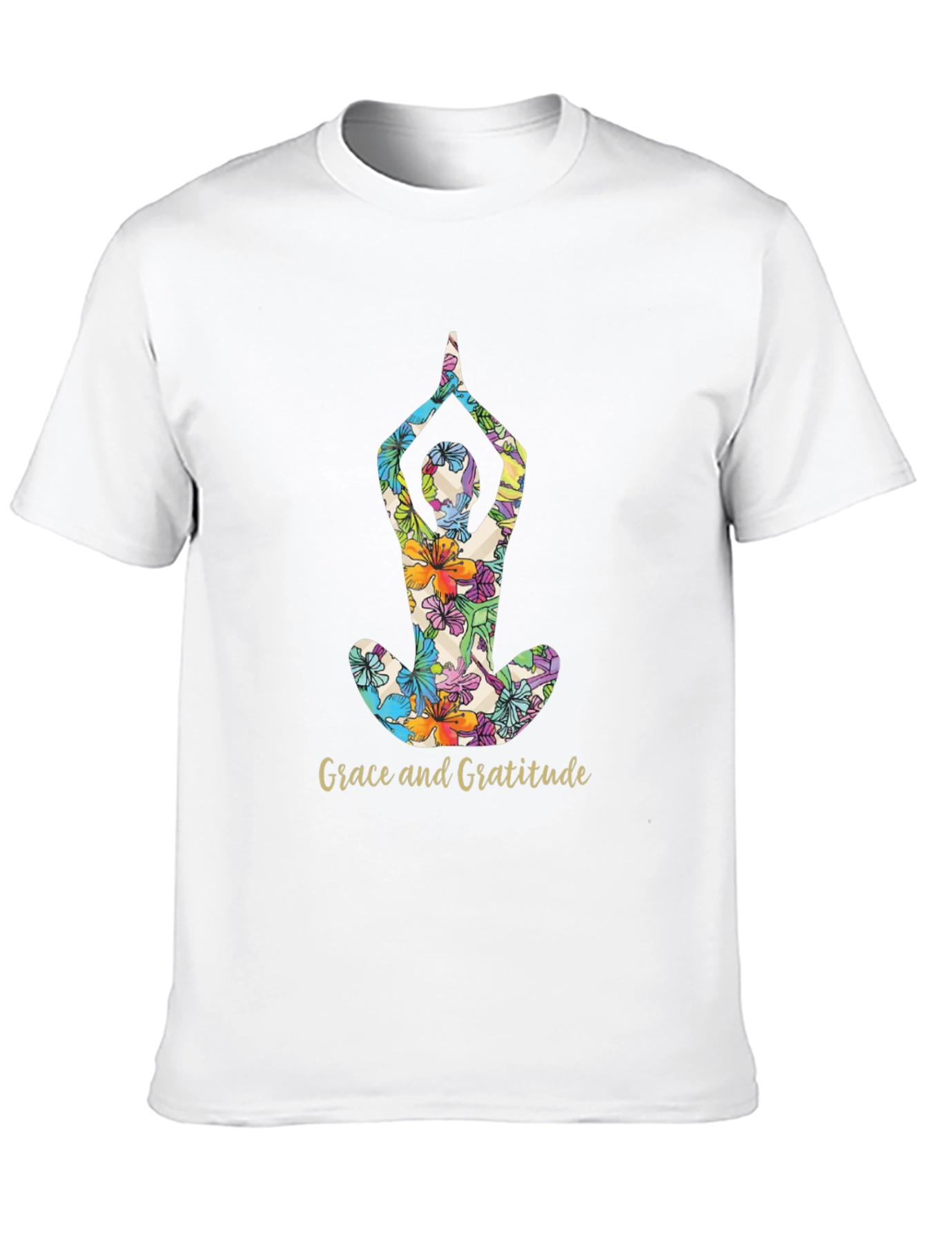 Grace and Gratitude Floral Yoga T-Shirt