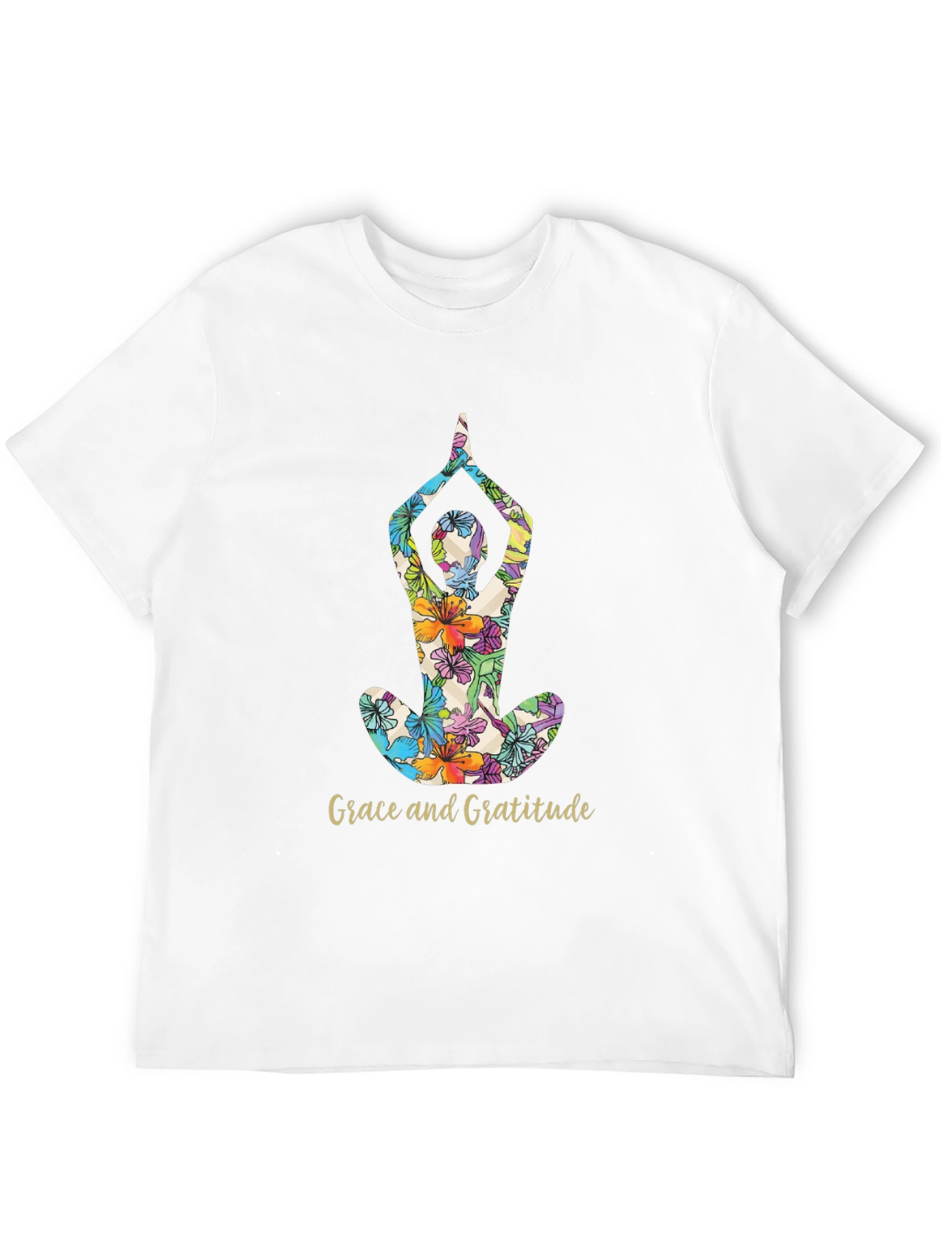 Grace and Gratitude Floral Yoga T-Shirt