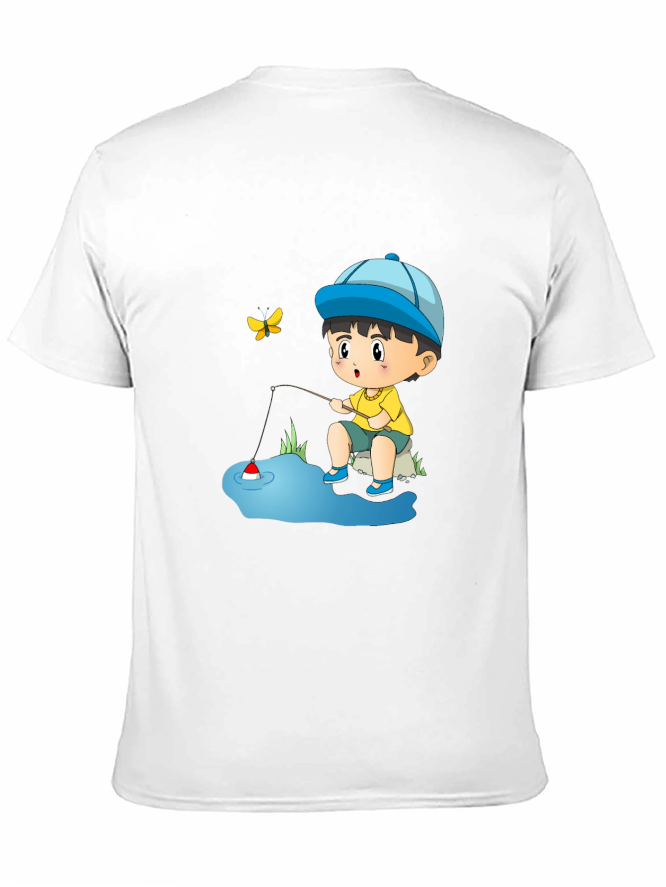 Cartoon Fishing Kid Graphic Tee