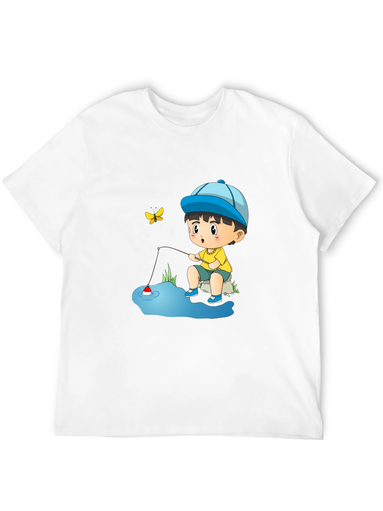 Cartoon Fishing Kid Graphic Tee