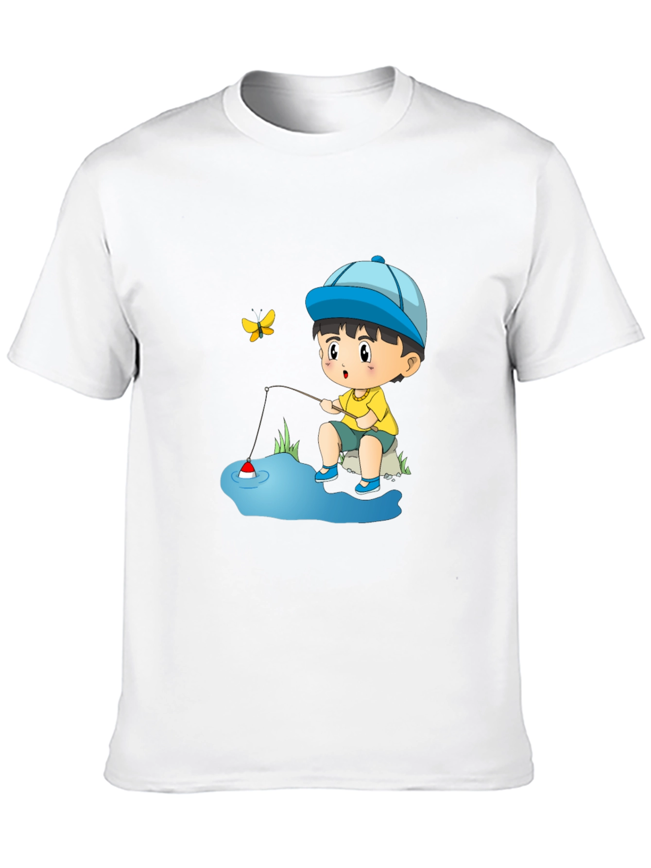 Cartoon Fishing Kid Graphic Tee