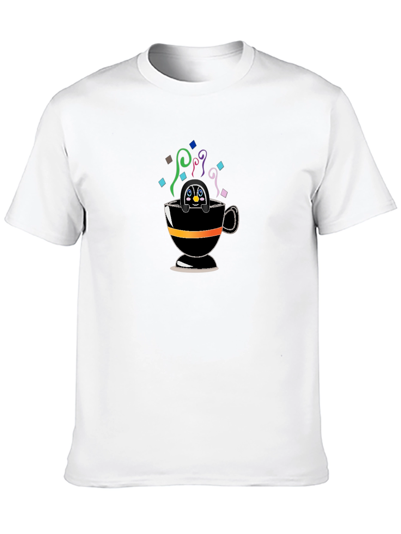 Penguin in a Cup Black T-Shirt
