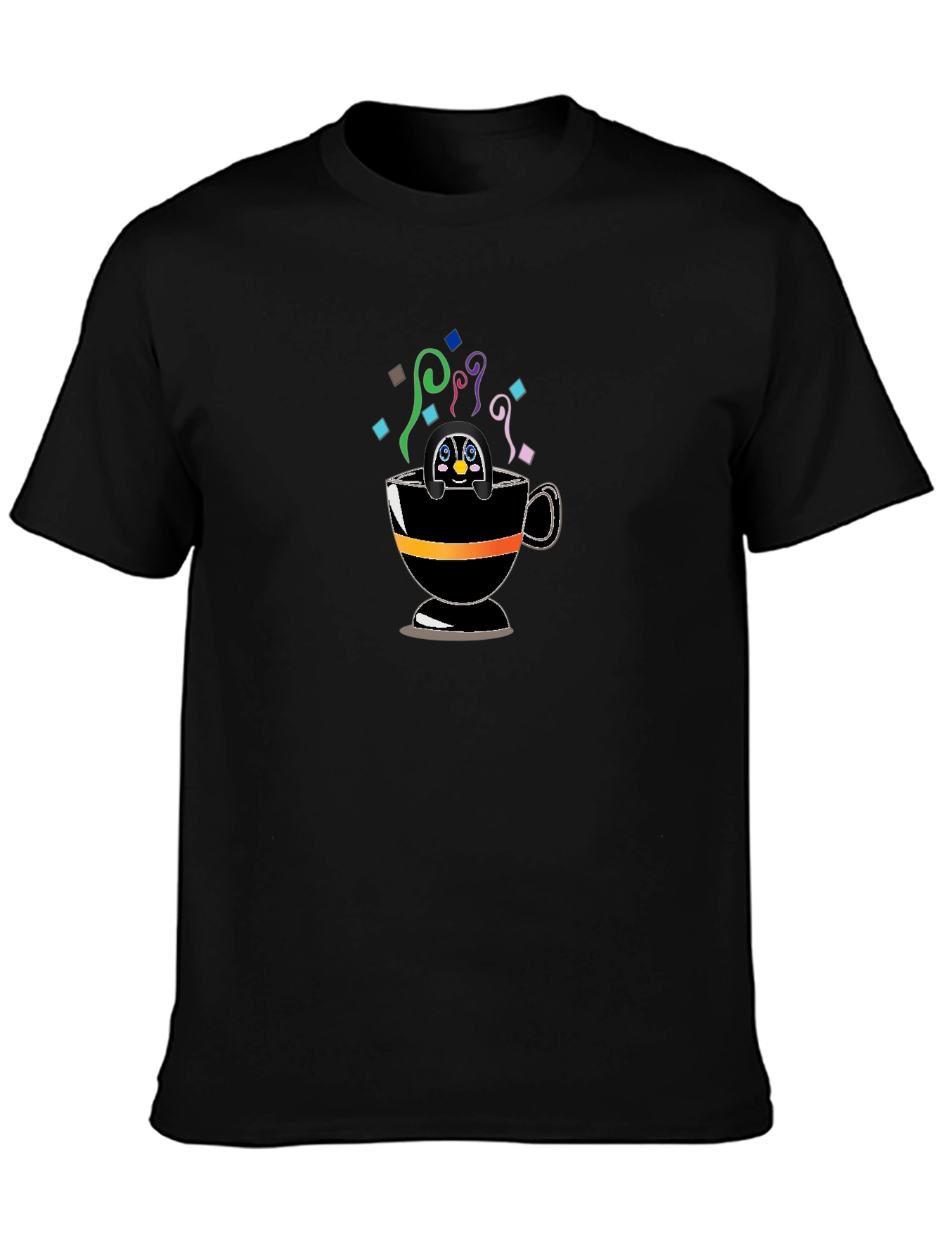 Penguin in a Cup Black T-Shirt