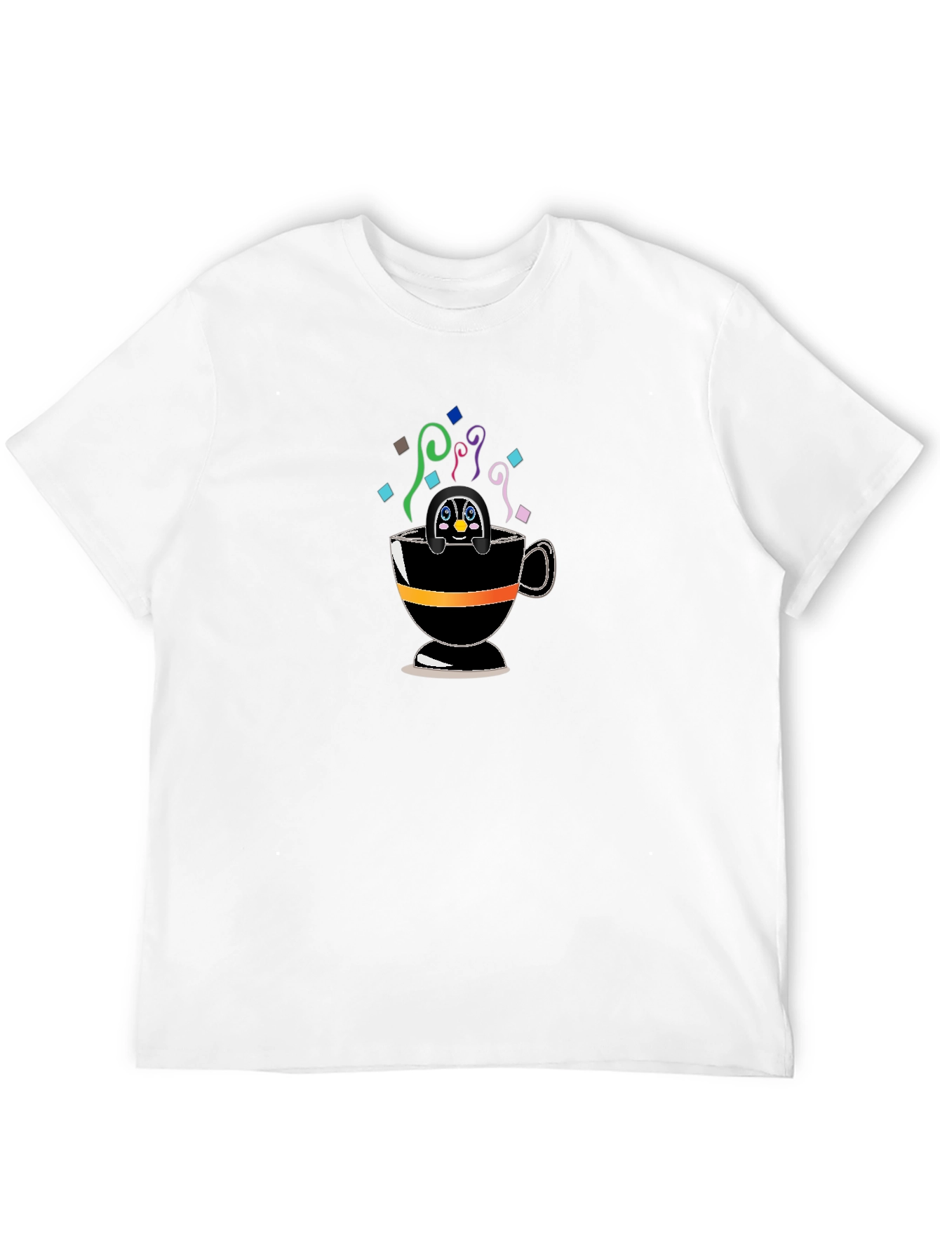 Penguin in a Cup Black T-Shirt