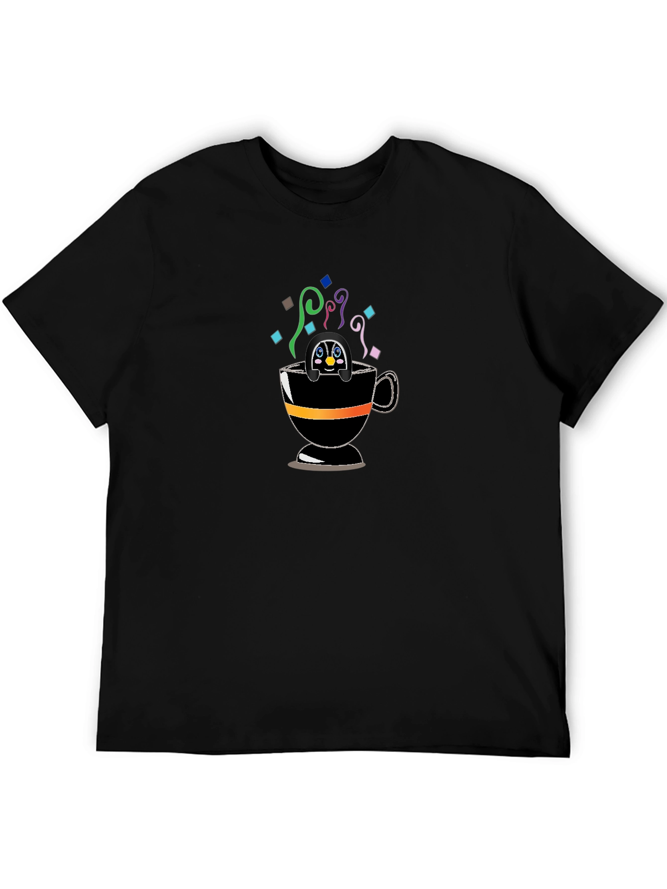 Penguin in a Cup Black T-Shirt
