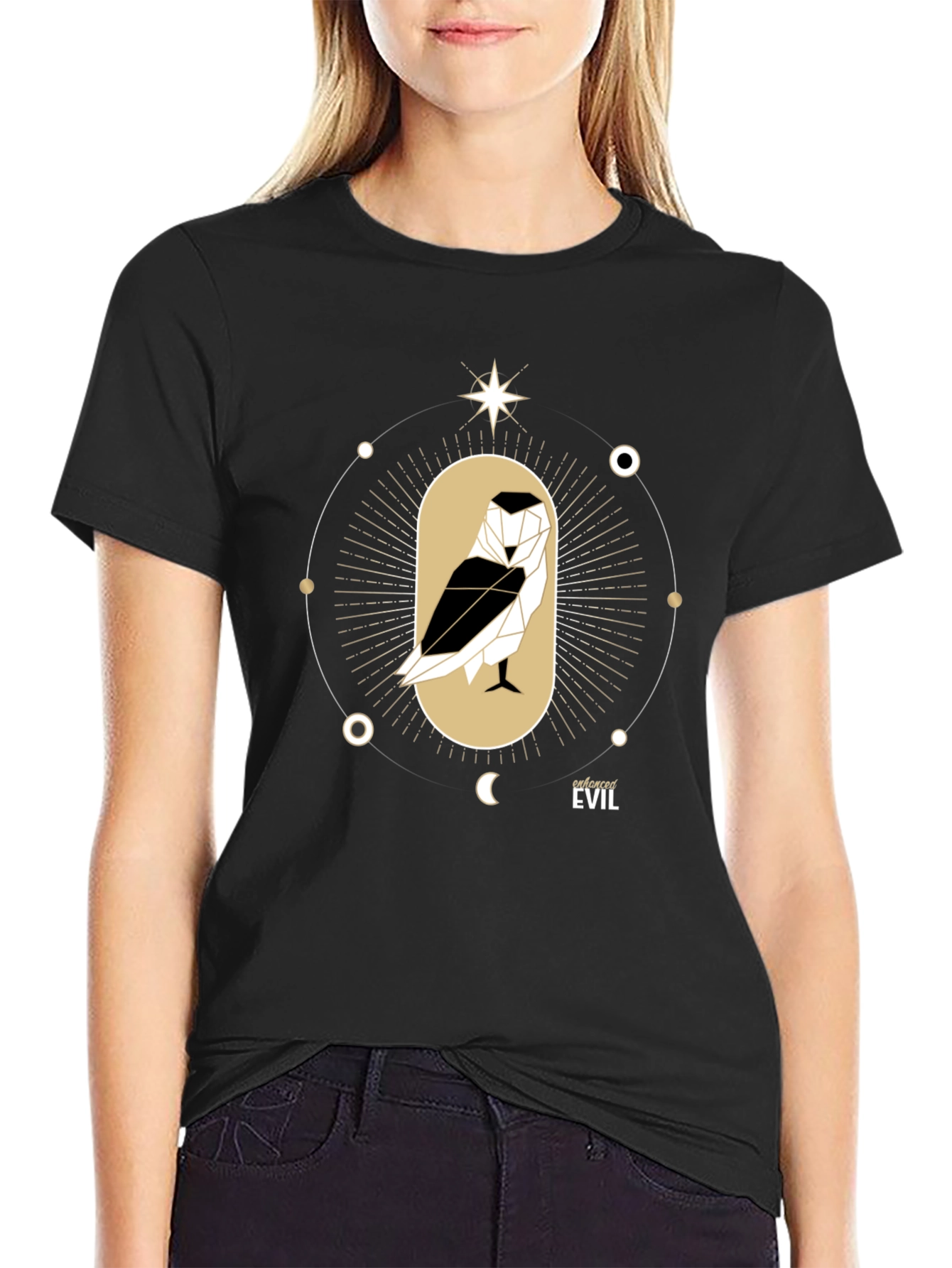 Enforced Evil Geometric Owl Graphic T-Shirt