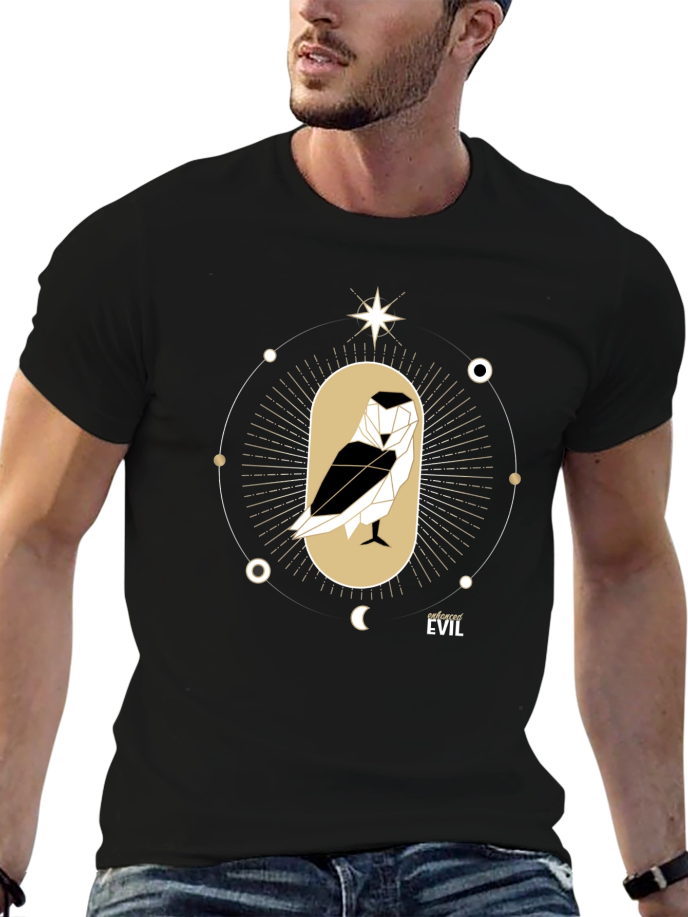 Enforced Evil Geometric Owl Graphic T-Shirt