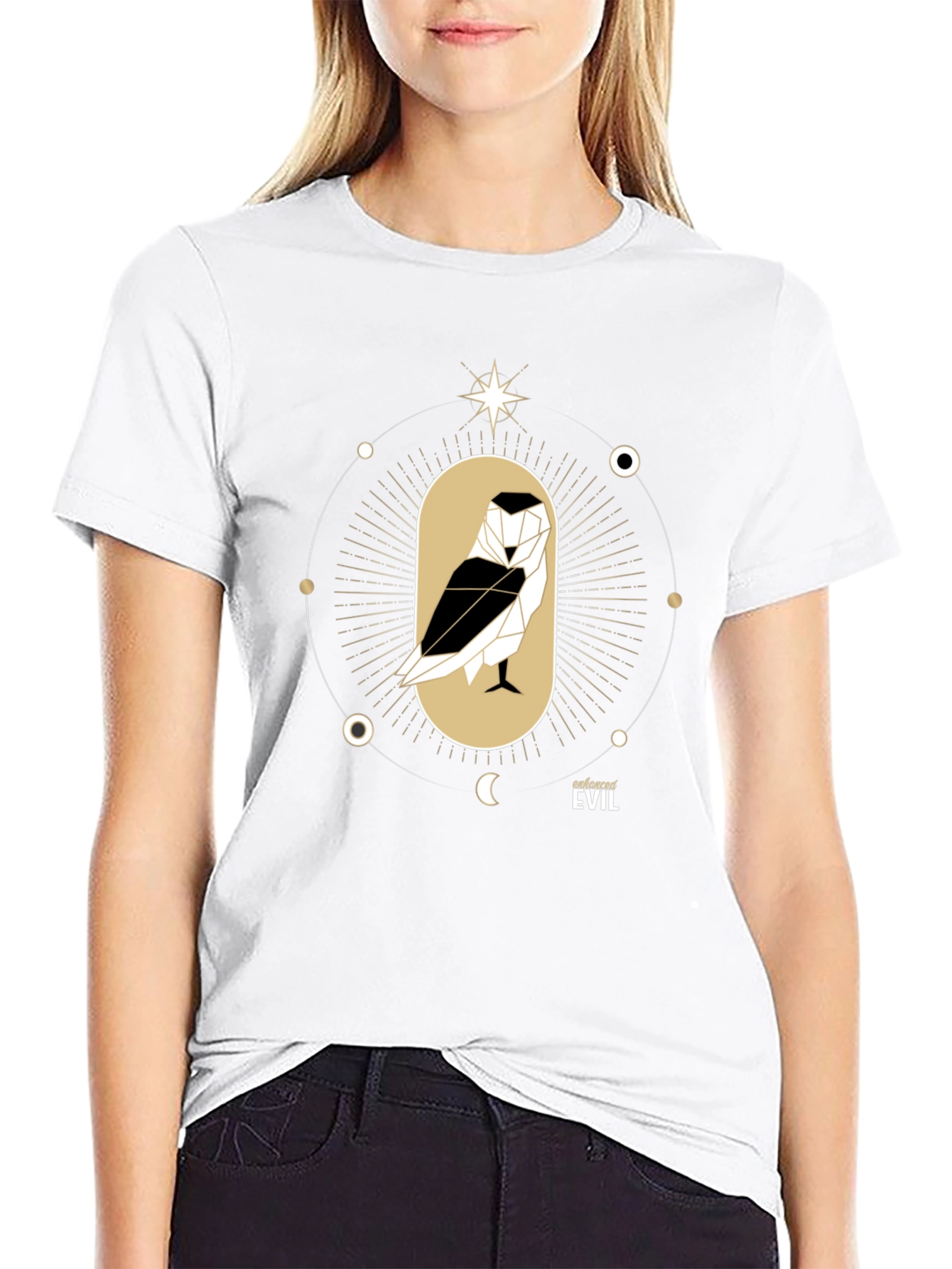 Enforced Evil Geometric Owl Graphic T-Shirt