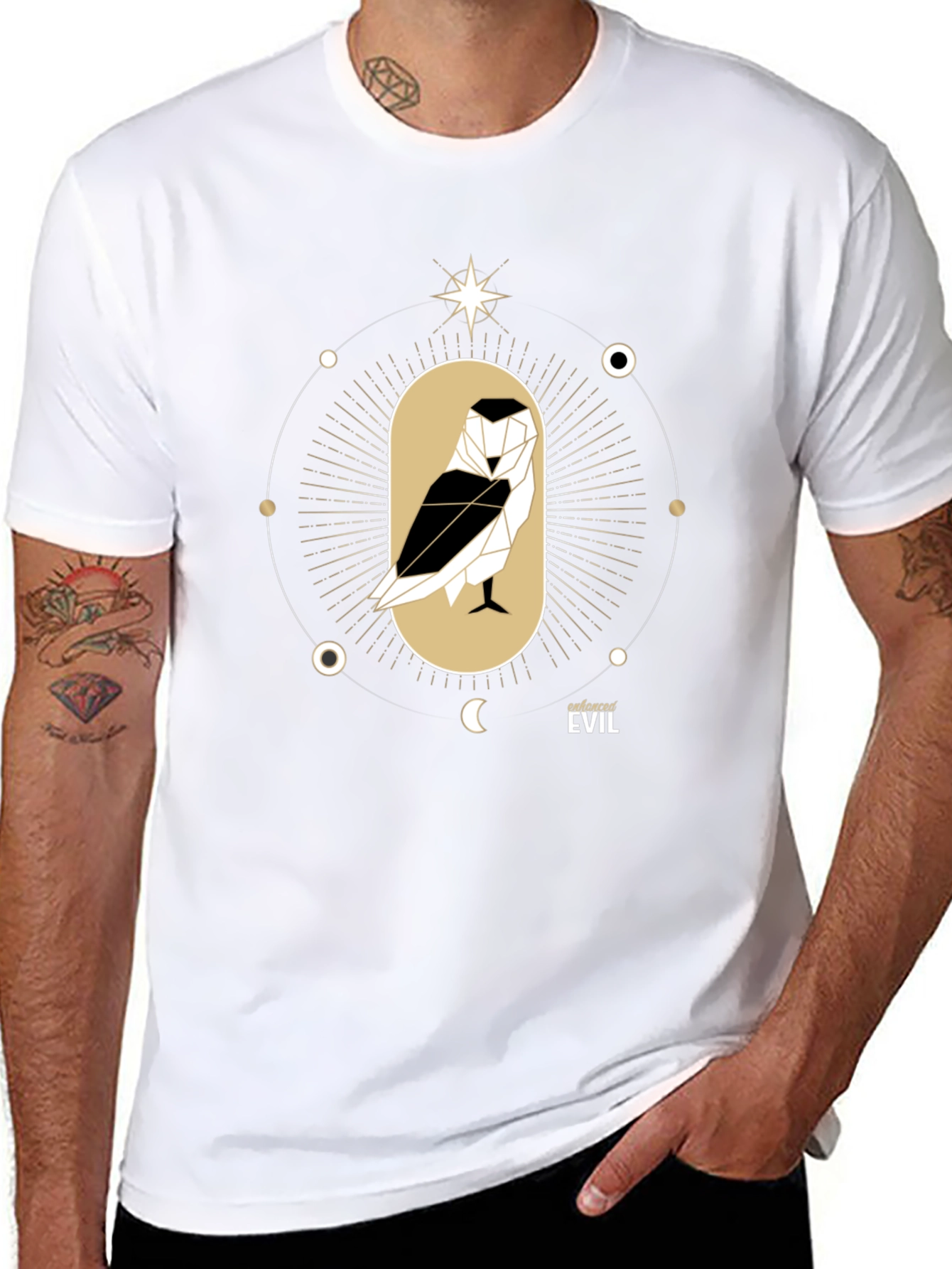Enforced Evil Geometric Owl Graphic T-Shirt