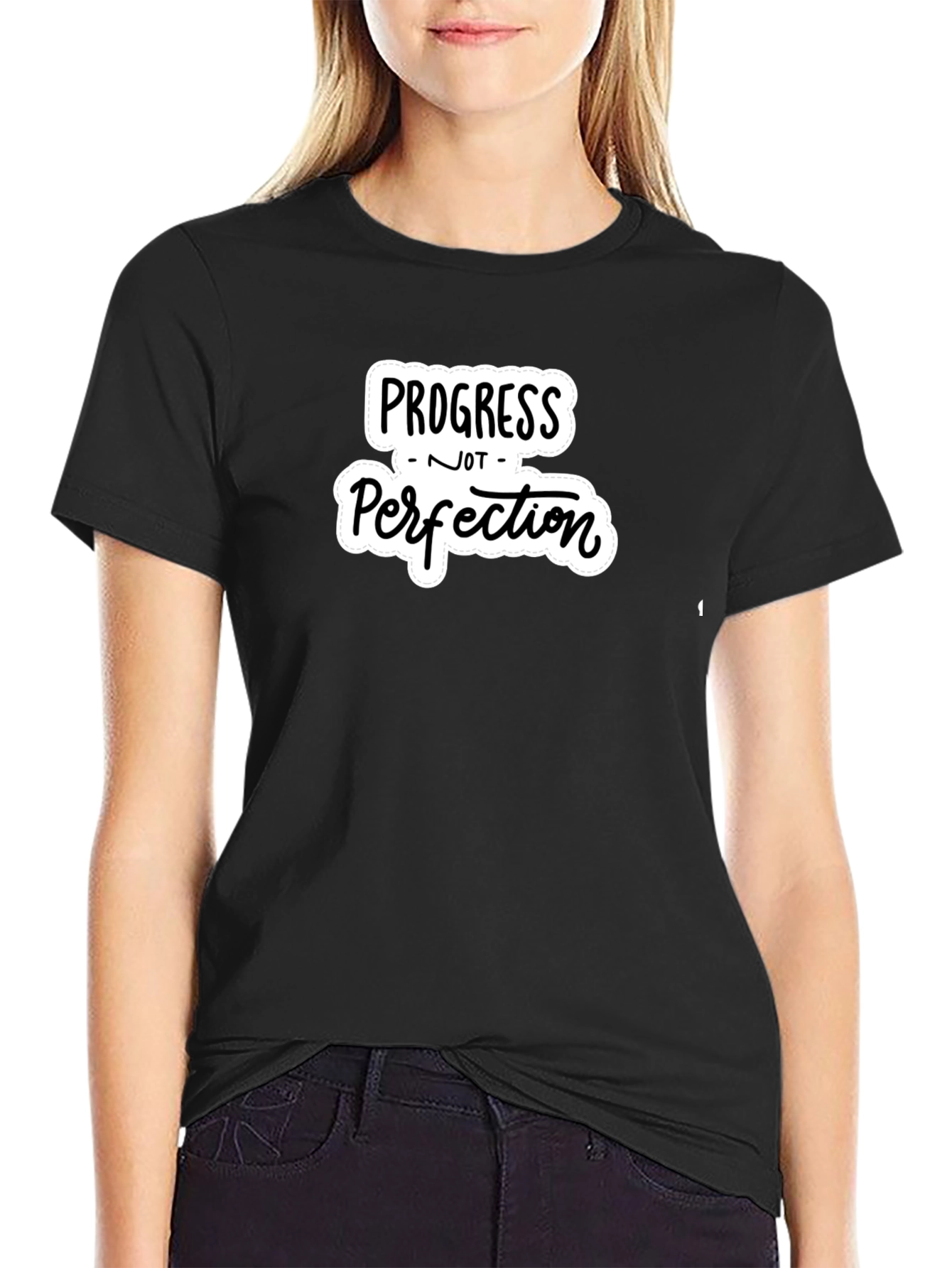 Progress Not Perfection Graphic Tee - Black