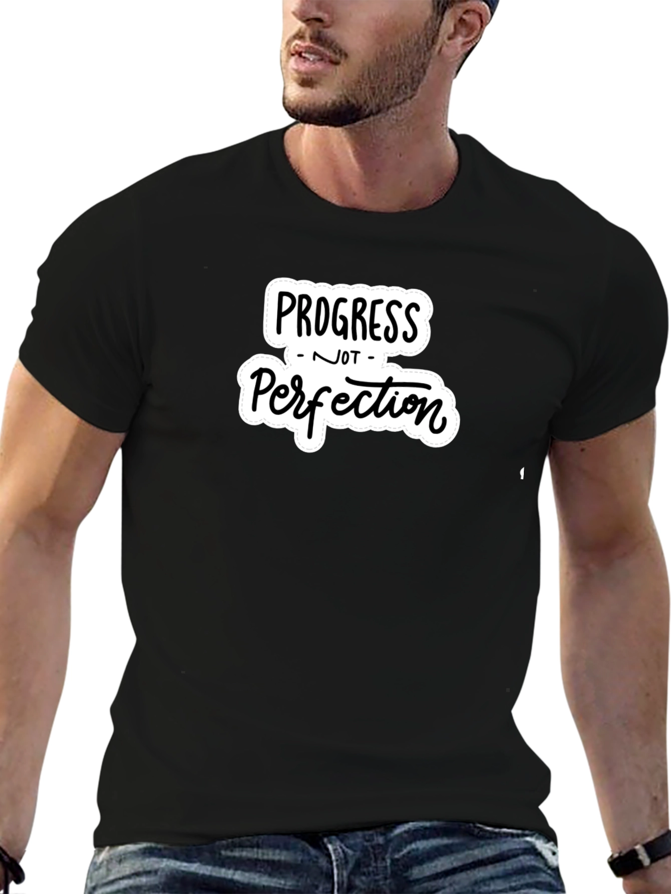 Progress Not Perfection Graphic Tee - Black