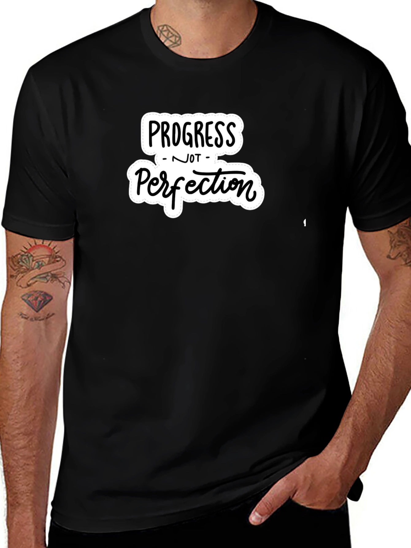 Progress Not Perfection Graphic Tee - Black