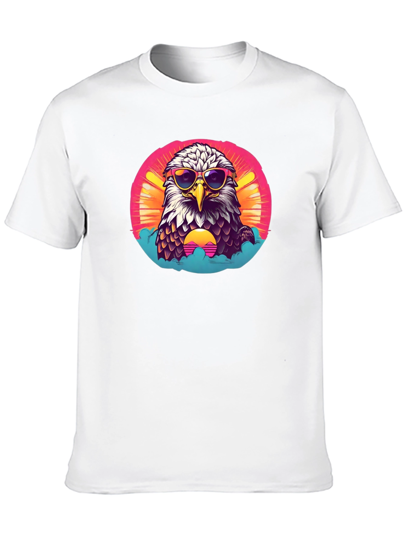 Cool Eagle Graphic Tee - Retro Sunset Design