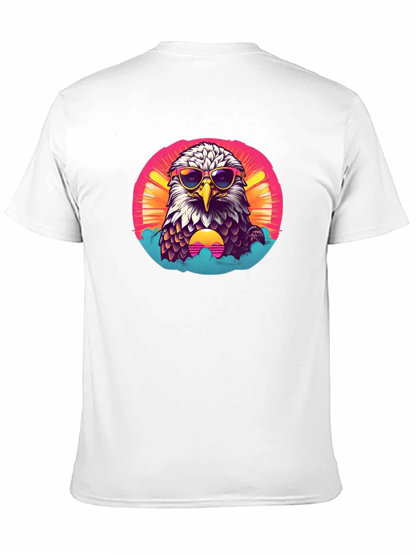 Cool Eagle Graphic Tee - Retro Sunset Design
