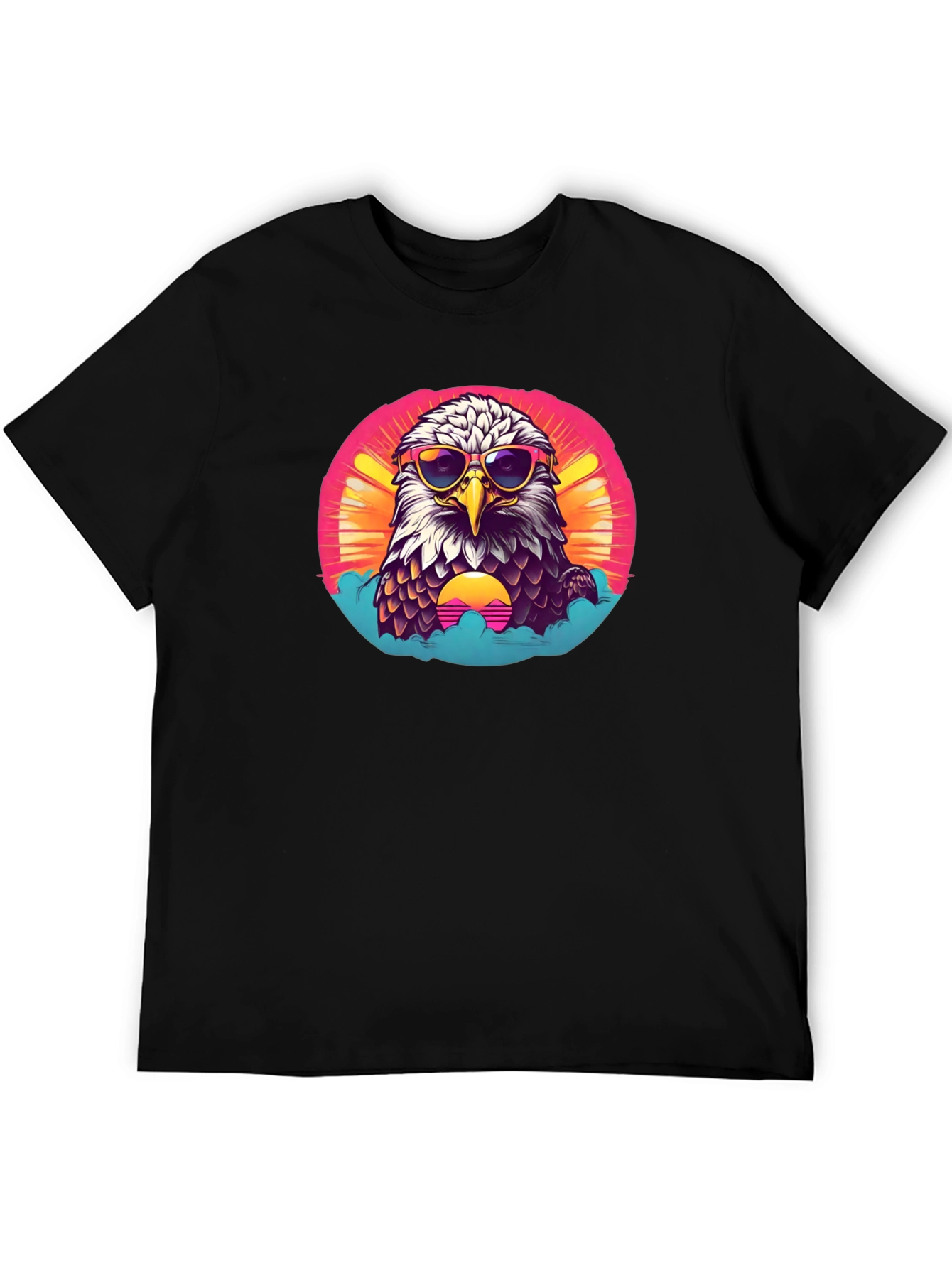 Cool Eagle Graphic Tee - Retro Sunset Design