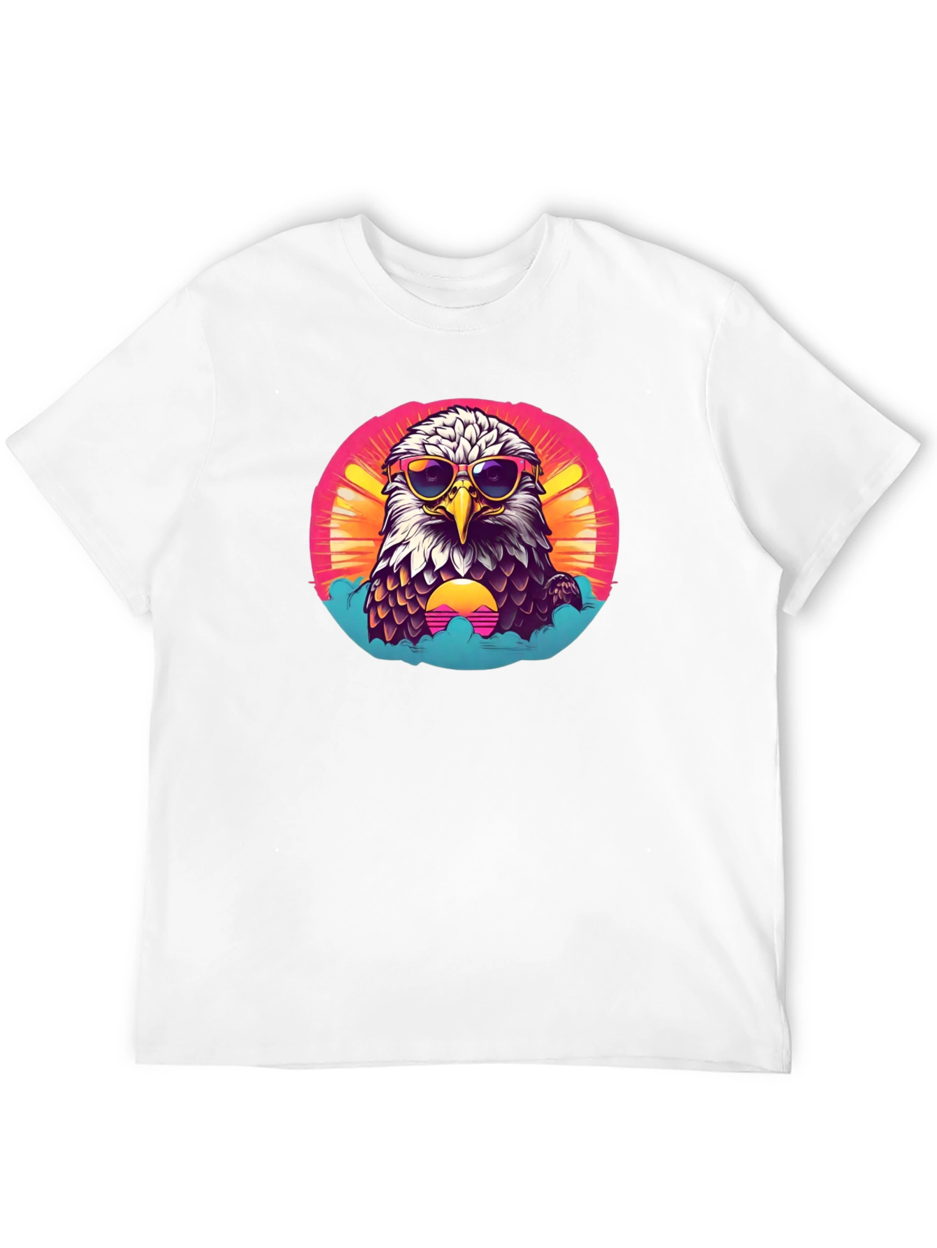 Cool Eagle Graphic Tee - Retro Sunset Design