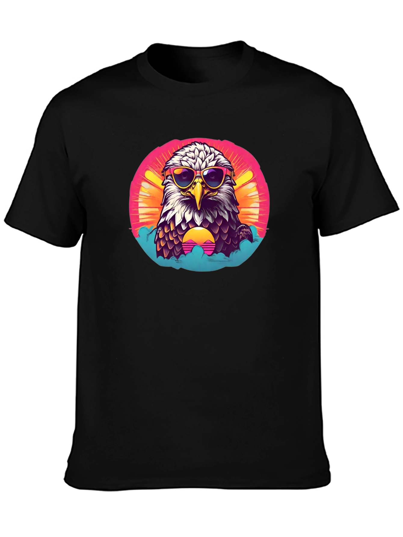Cool Eagle Graphic Tee - Retro Sunset Design