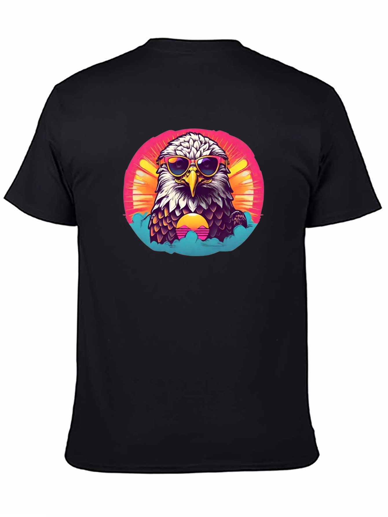Cool Eagle Graphic Tee - Retro Sunset Design