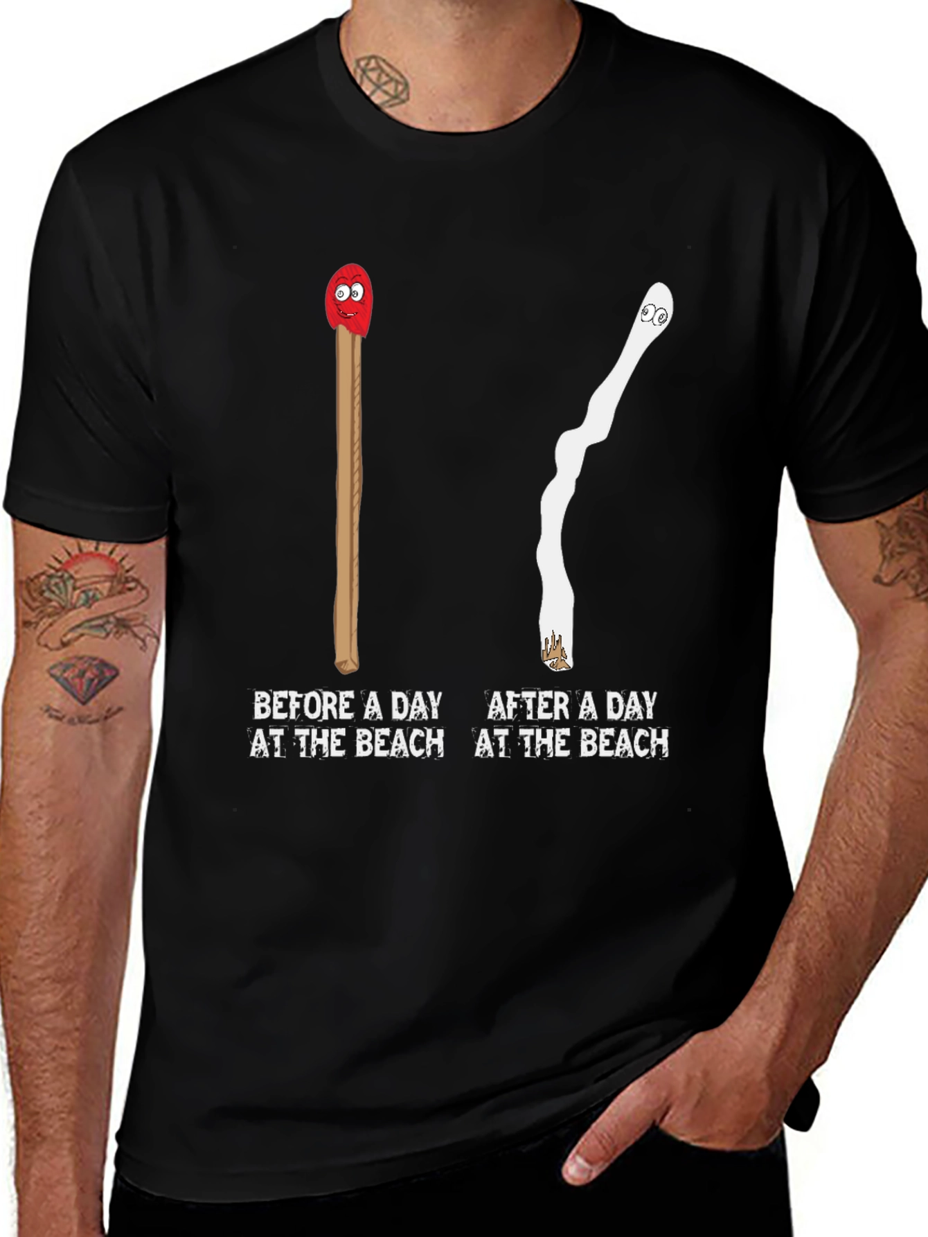 Humorous Beach Day Matchstick T-Shirt
