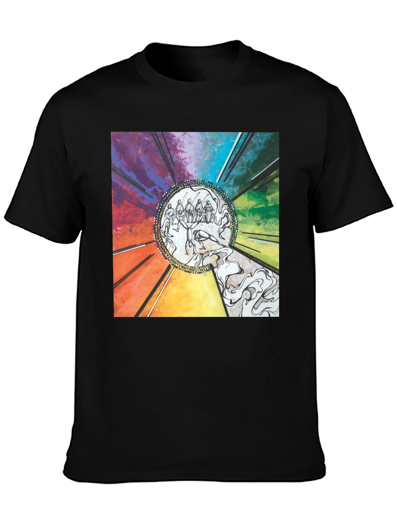 Abstract Art Graphic Print Black T-Shirt