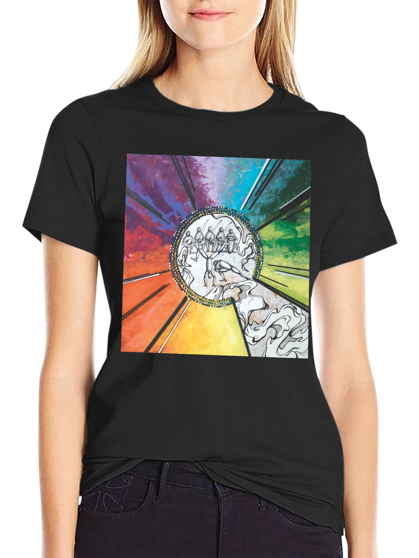 Abstract Art Graphic Print Black T-Shirt