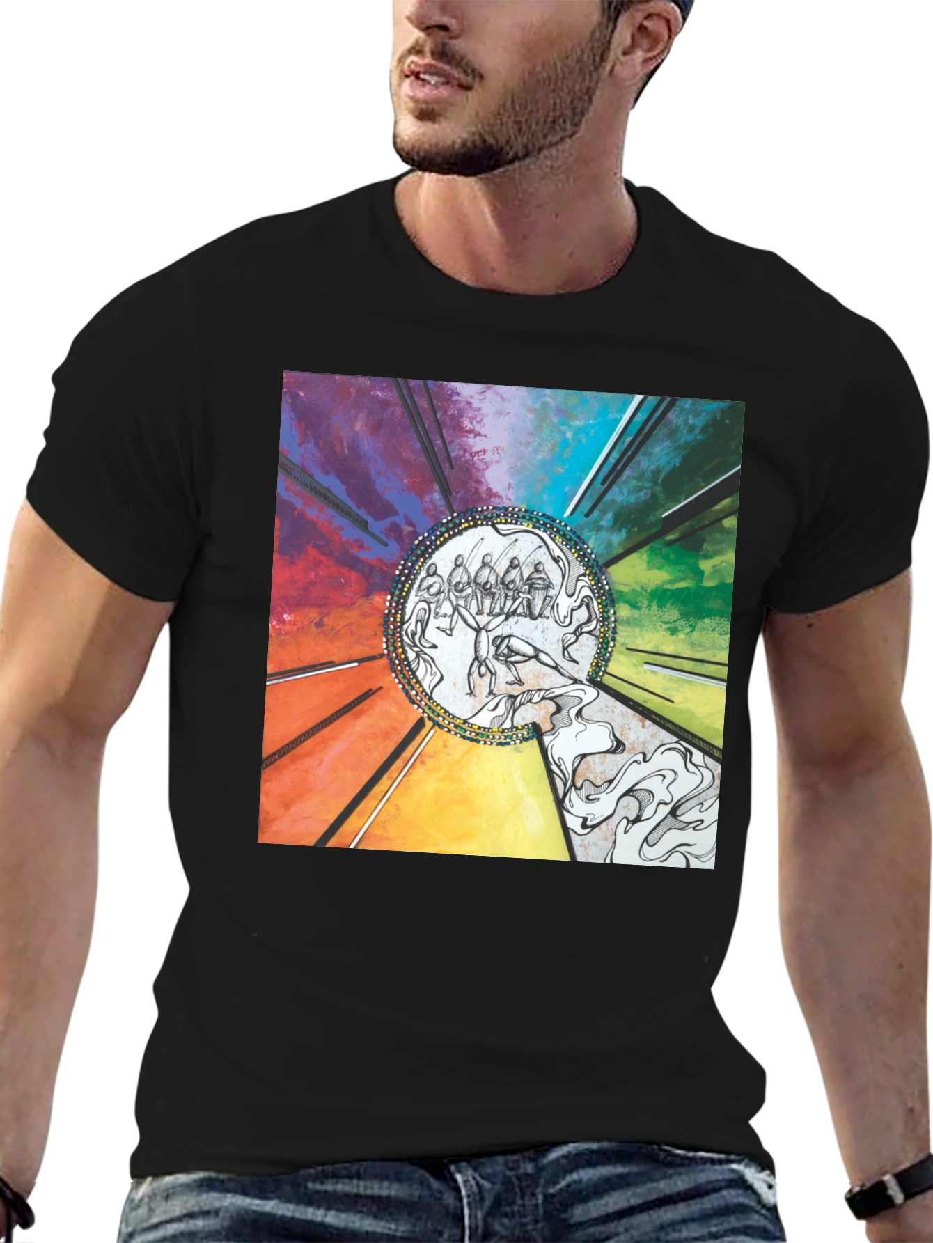 Abstract Art Graphic Print Black T-Shirt