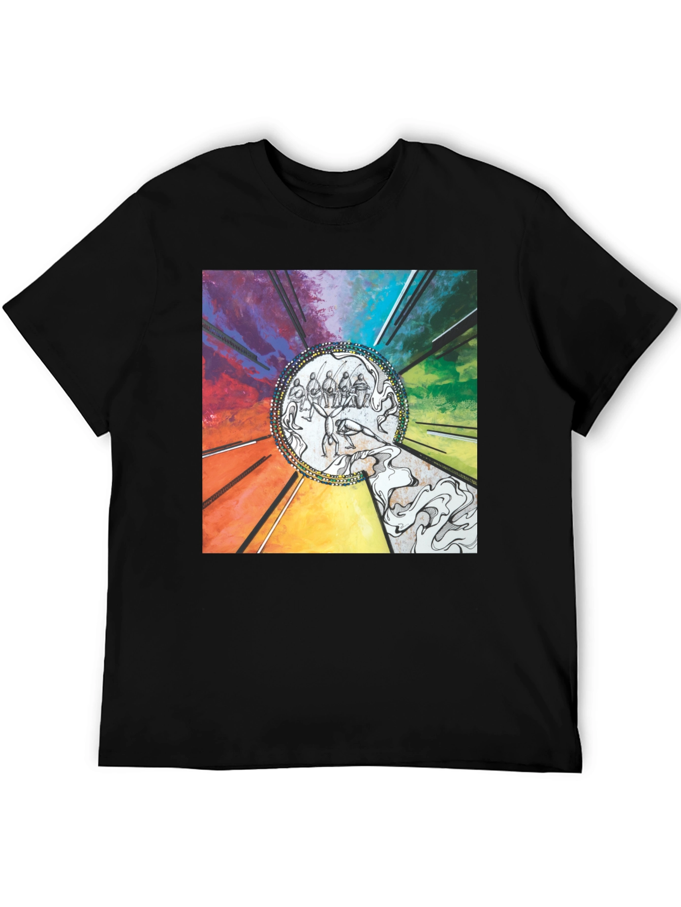 Abstract Art Graphic Print Black T-Shirt