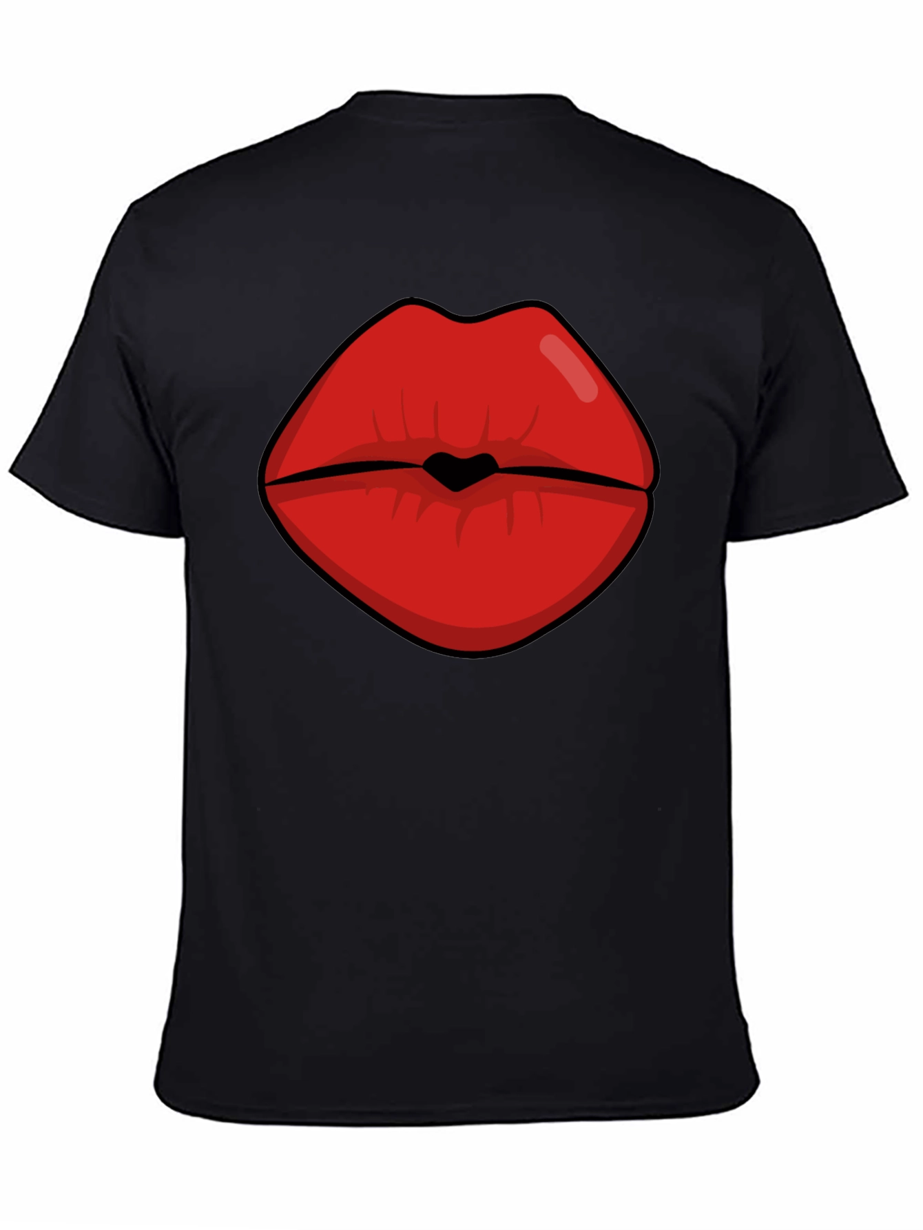 Bold Lips Graphic Tee - Black Cotton Blend
