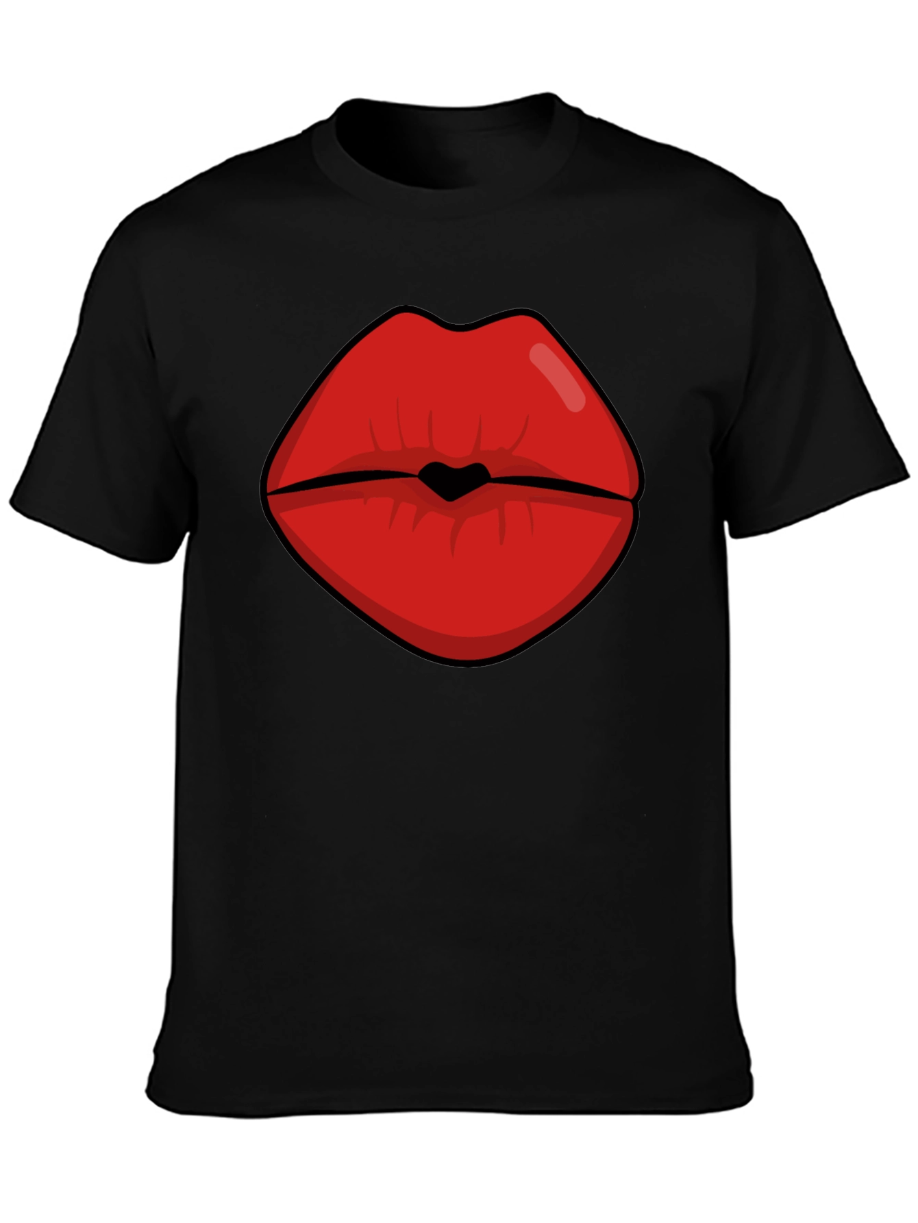 Bold Lips Graphic Tee - Black Cotton Blend