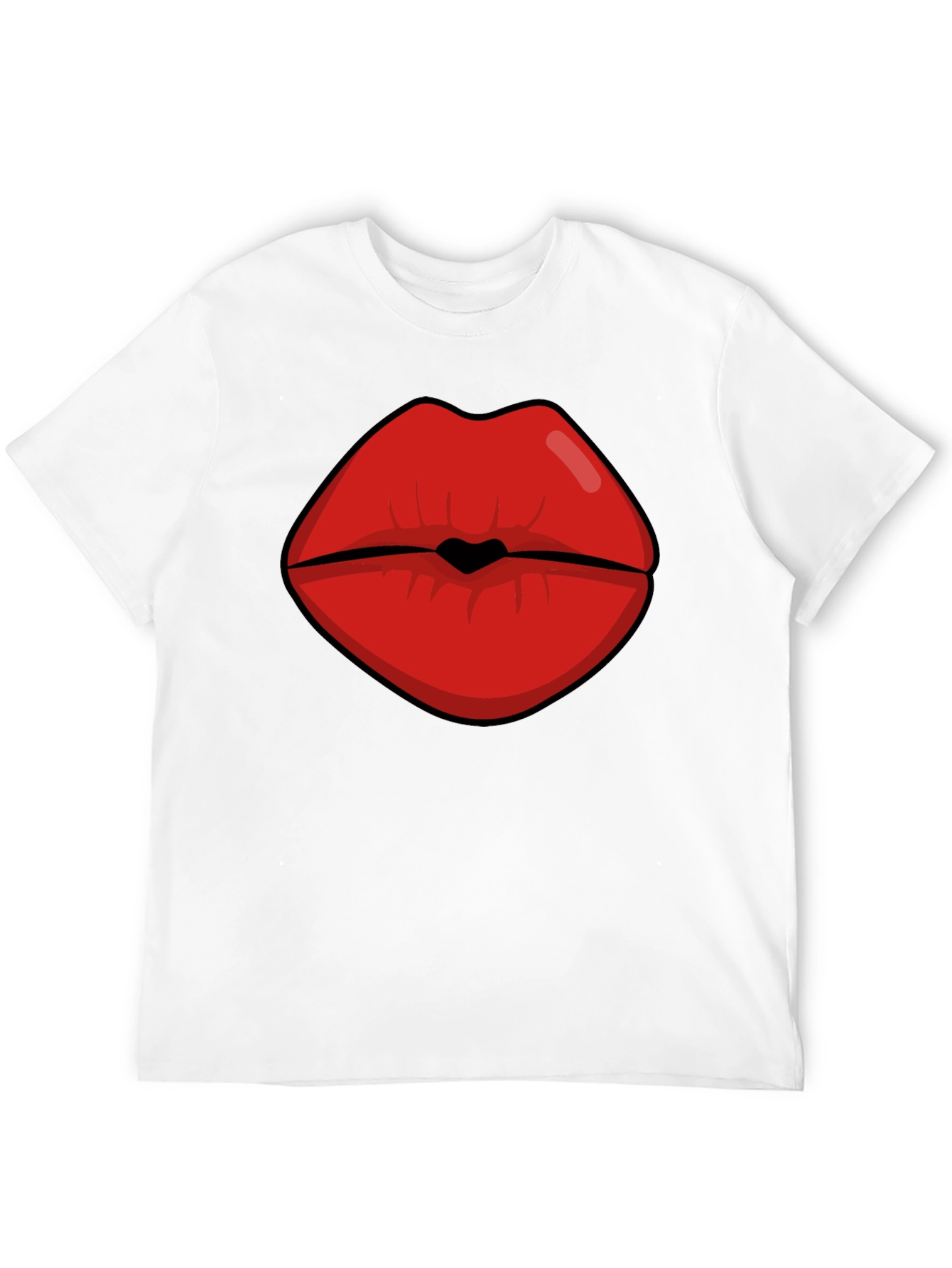 Bold Lips Graphic Tee - Black Cotton Blend