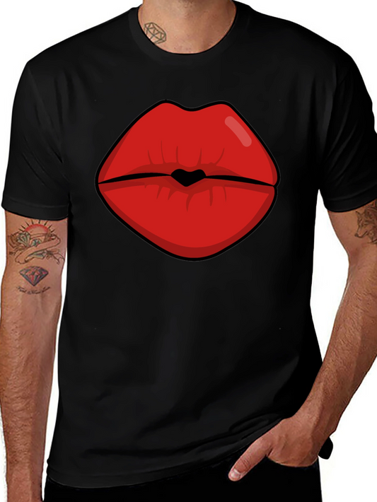 Bold Lips Graphic Tee - Black Cotton Blend