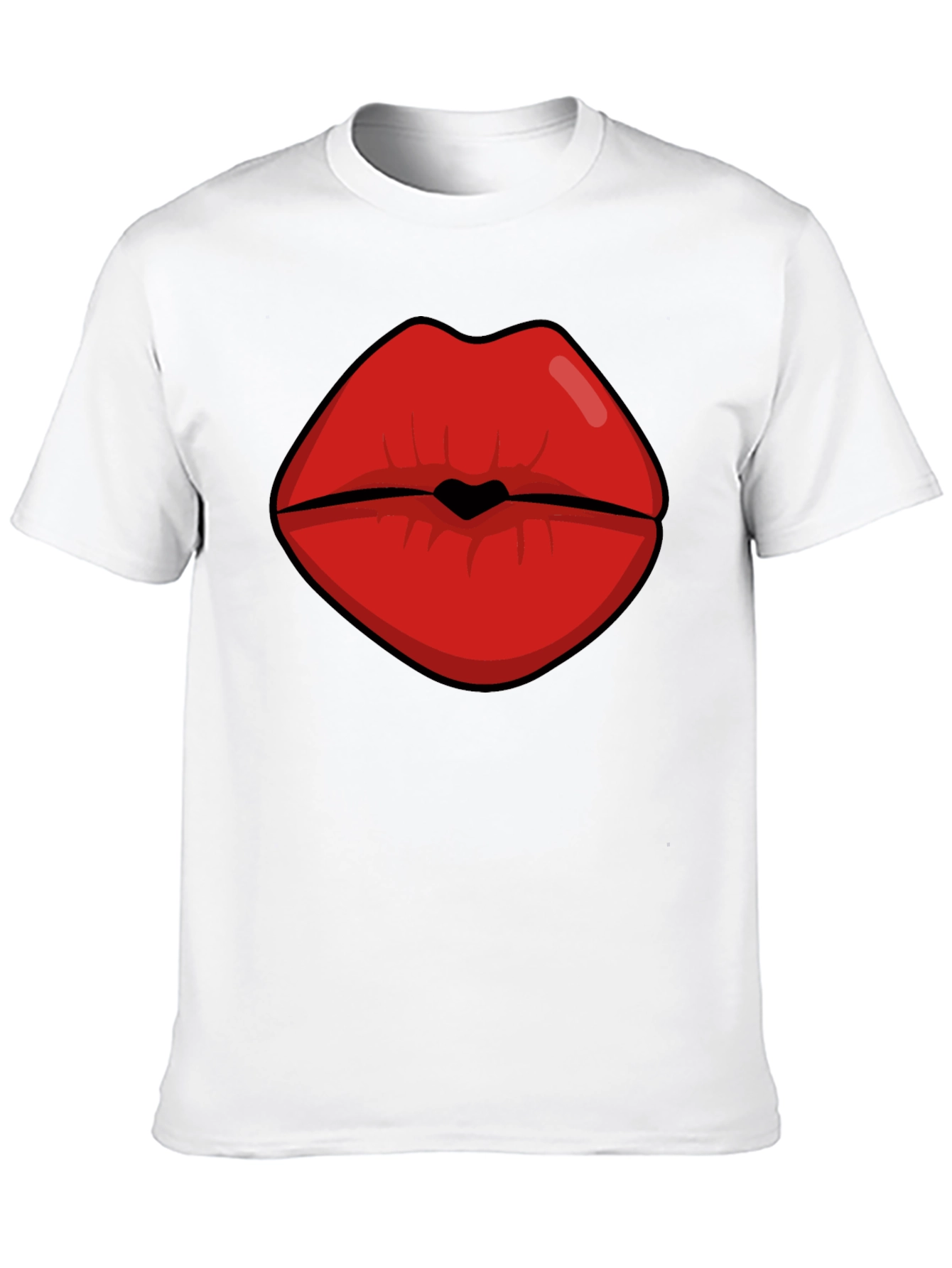 Bold Lips Graphic Tee - Black Cotton Blend