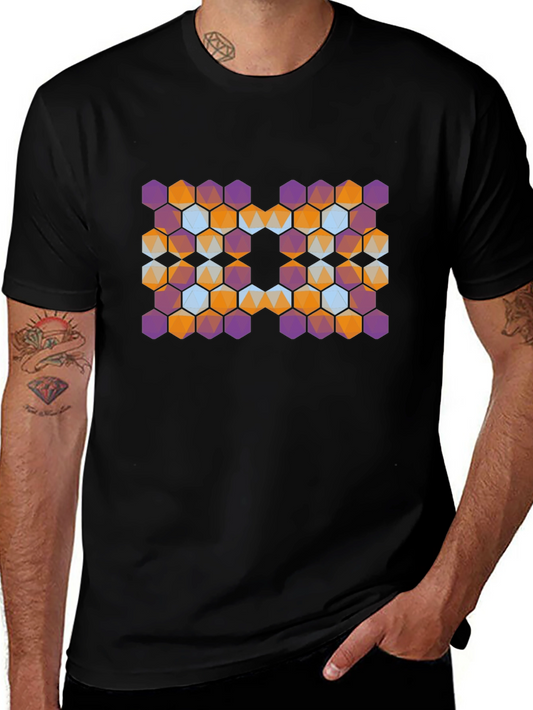 Geometric Hexagon Graphic Tee - Modern Abstract Design