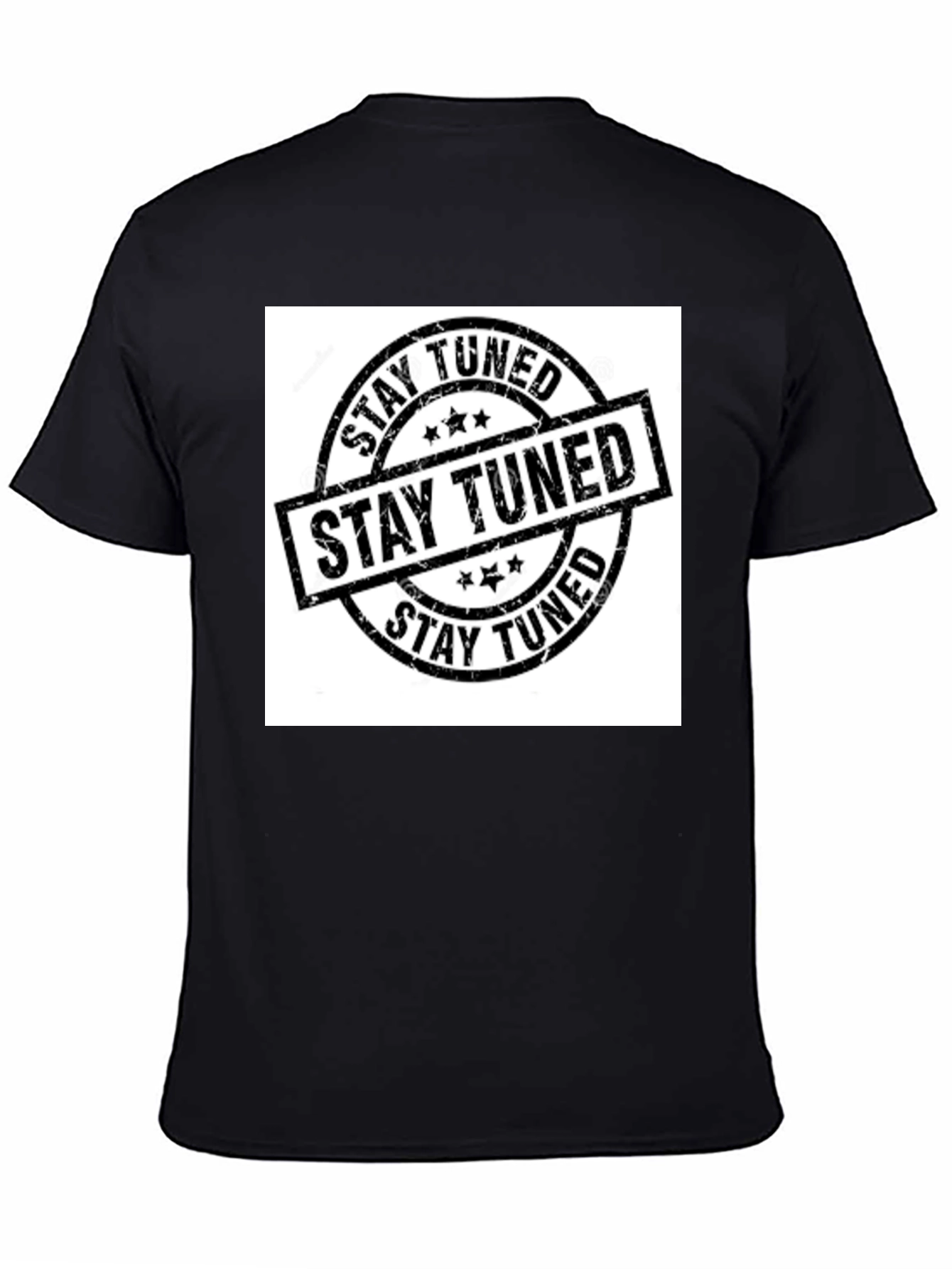 Stay Tuned Graphic Print Black T-Shirt