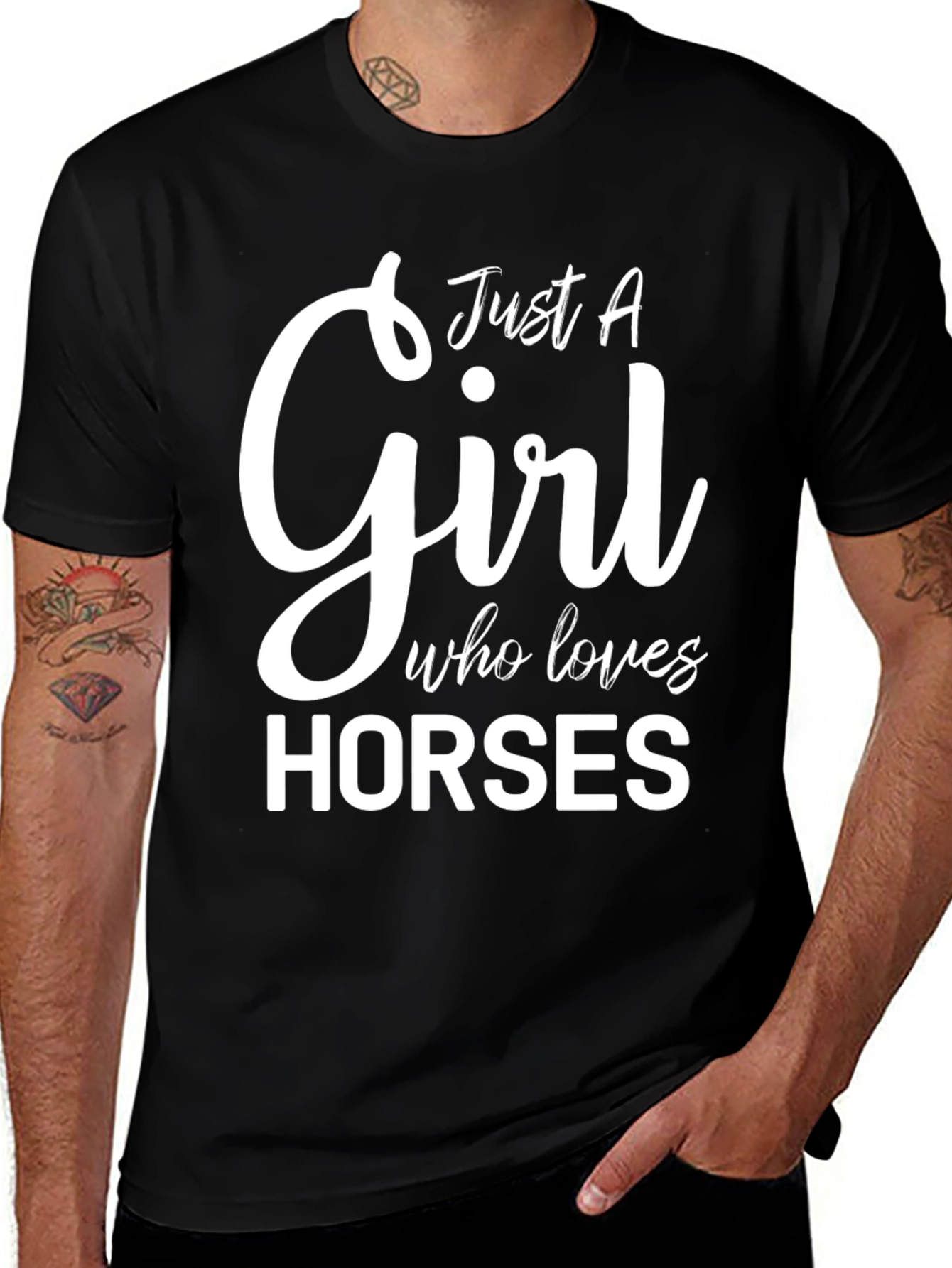 Just A Girl Who Loves Horses Black T-Shirt