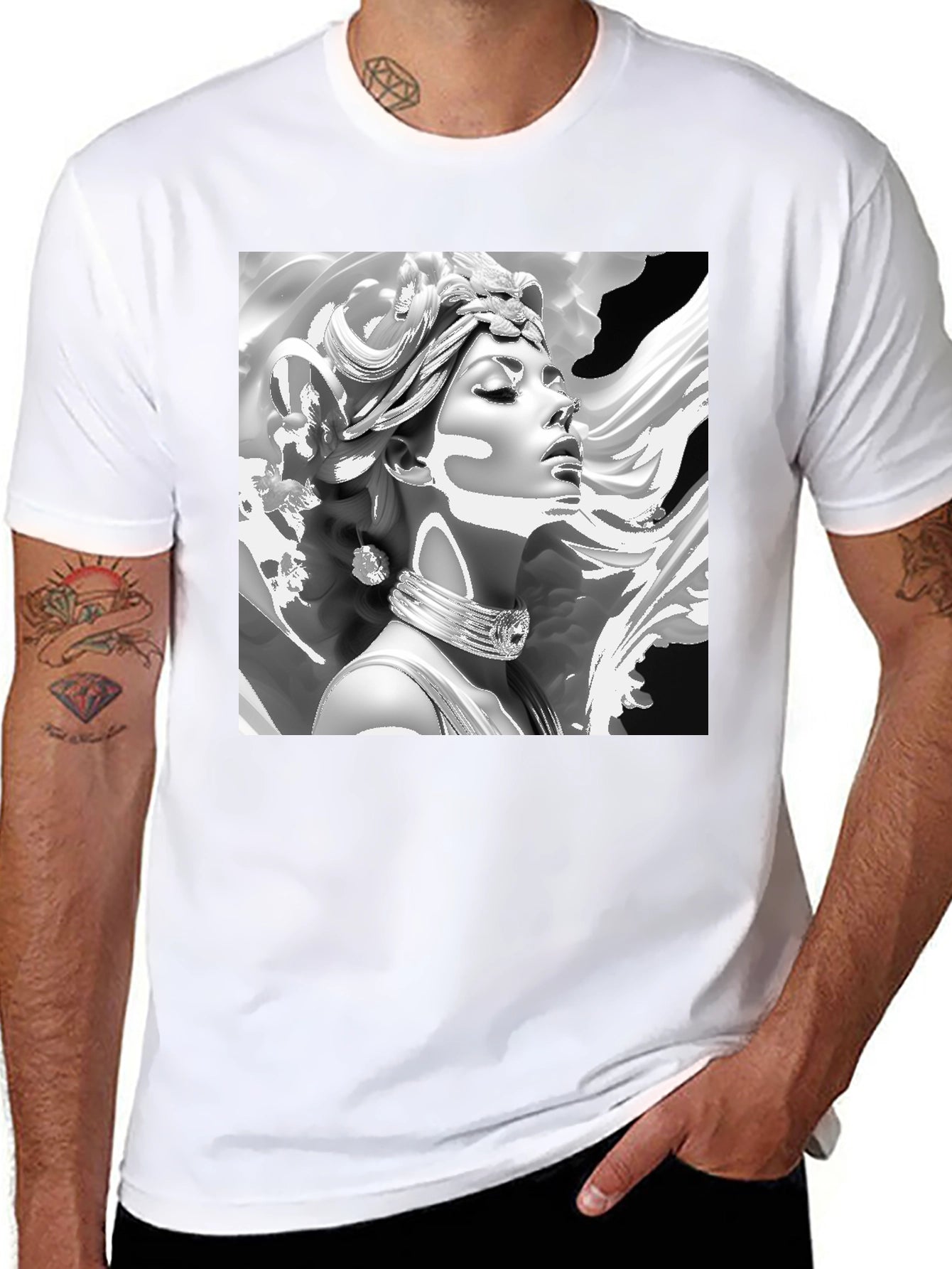 Elegant Medusa Graphic Tee - Classic Black