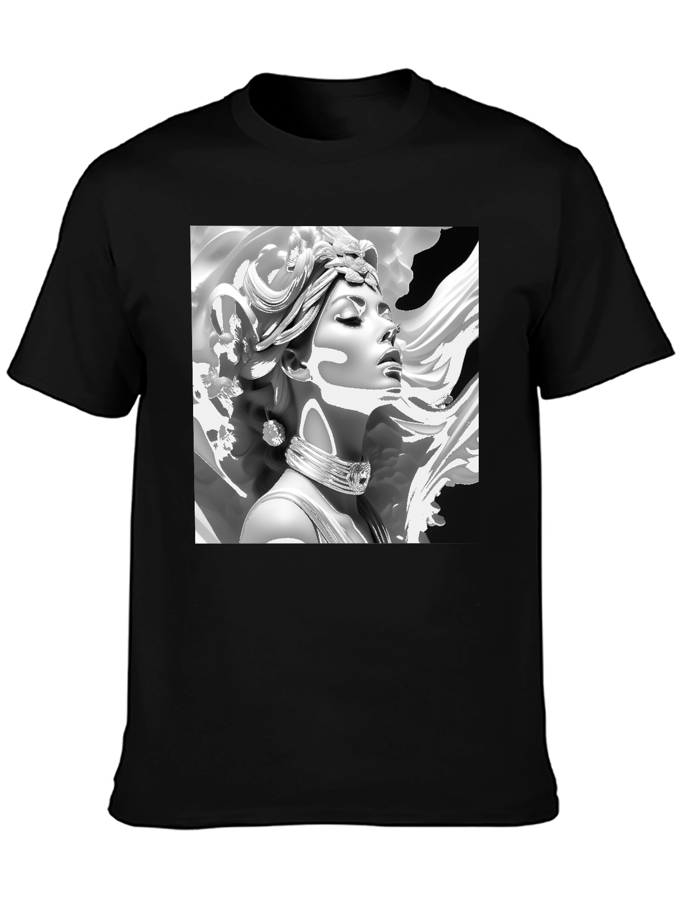 Elegant Medusa Graphic Tee - Classic Black