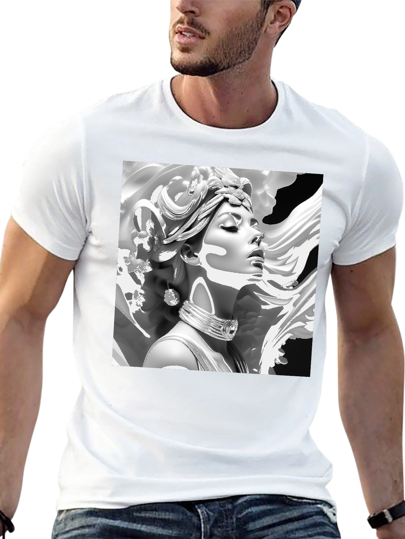 Elegant Medusa Graphic Tee - Classic Black