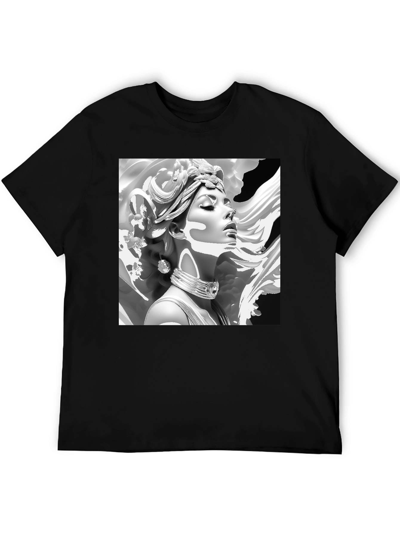 Elegant Medusa Graphic Tee - Classic Black
