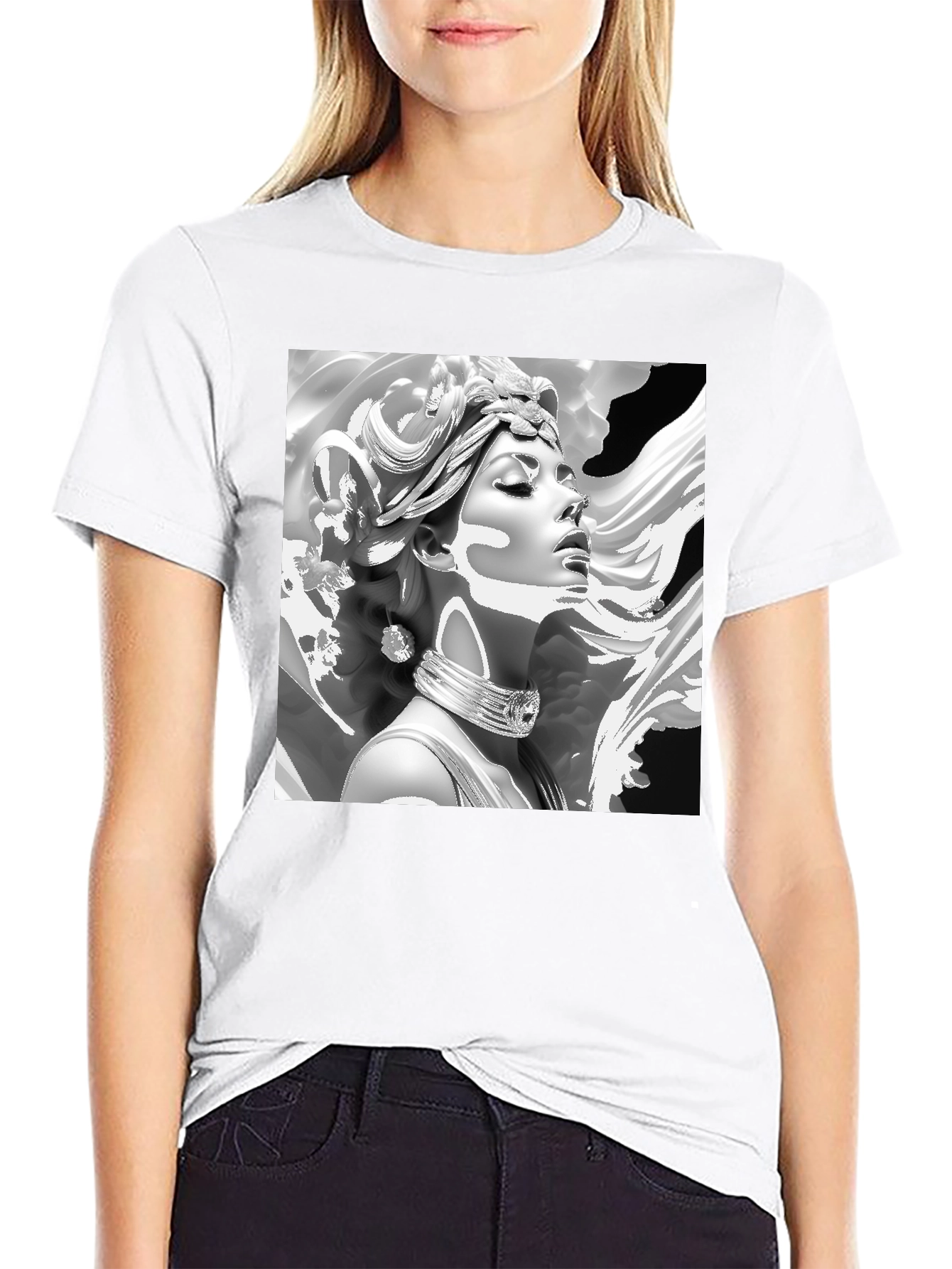 Elegant Medusa Graphic Tee - Classic Black