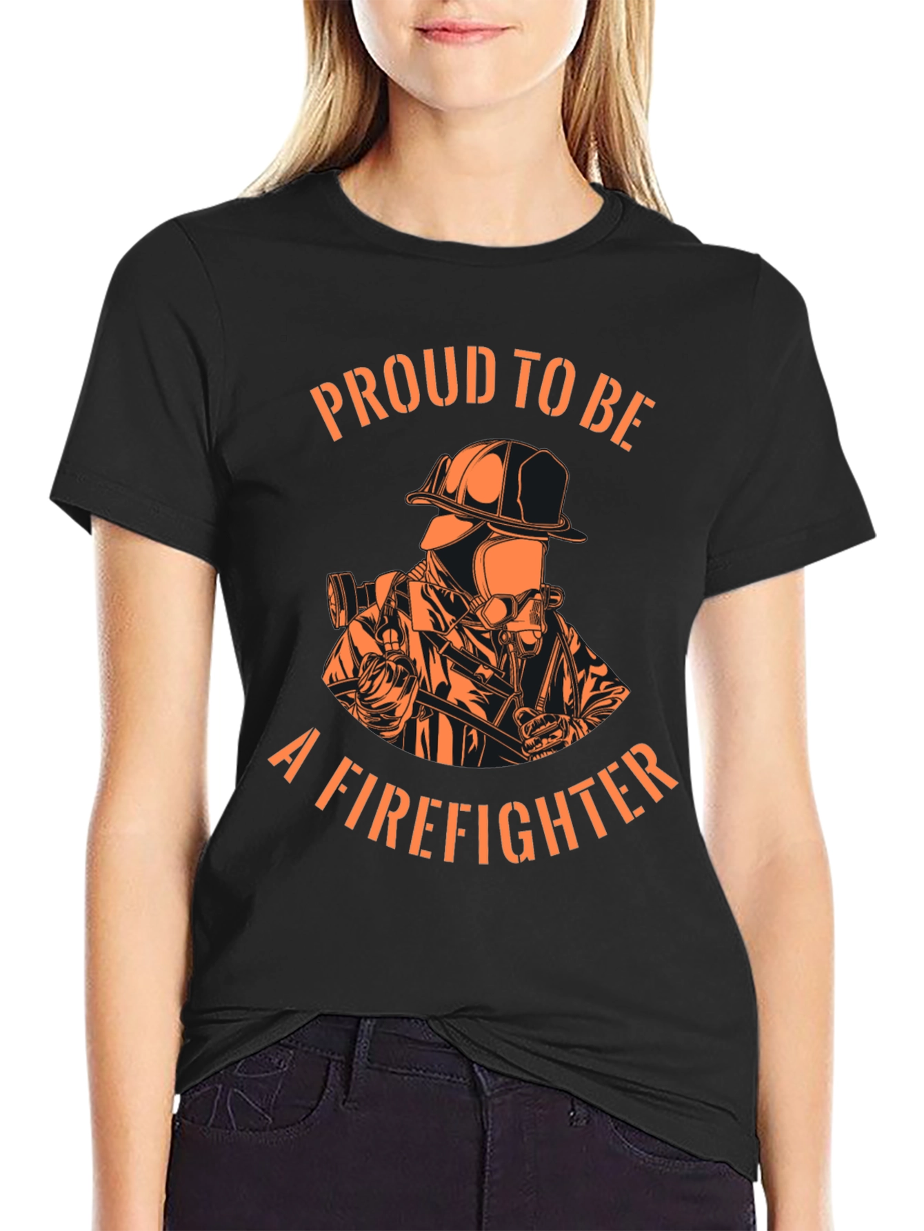 Proud Firefighter Black T-Shirt