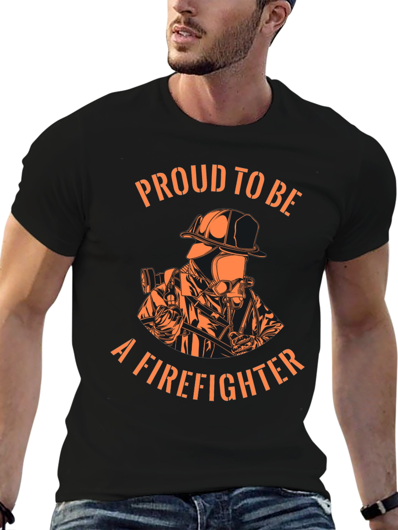 Proud Firefighter Black T-Shirt