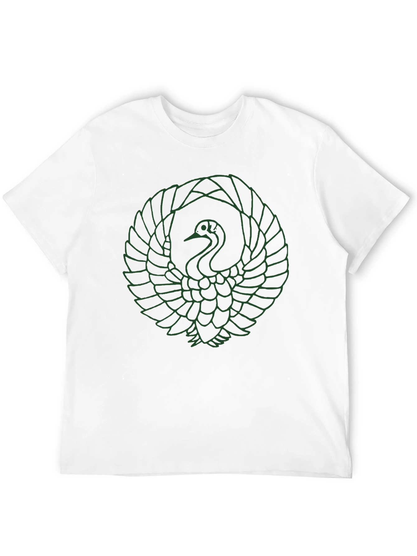 Green Crane Graphic Black T-Shirt
