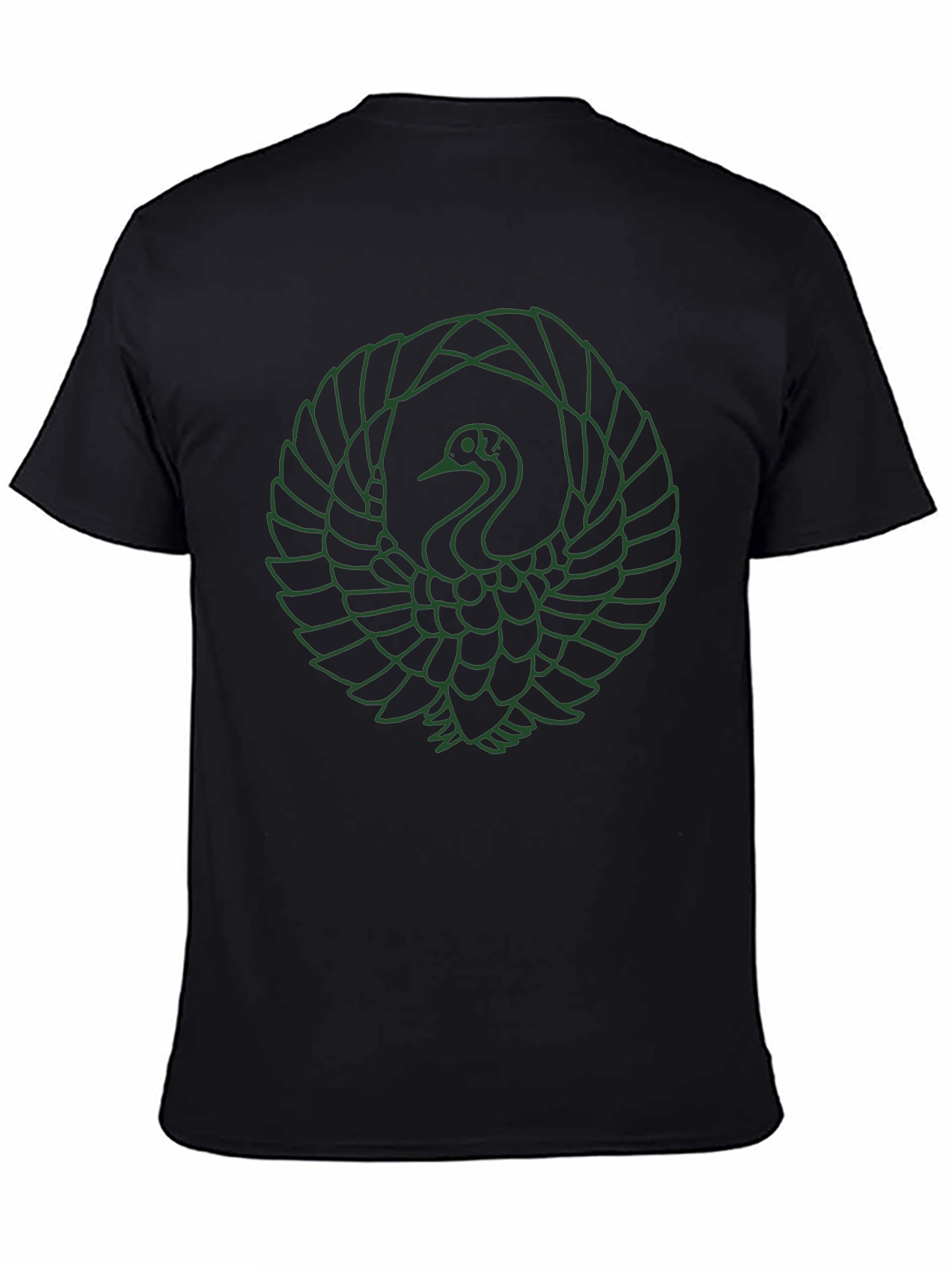 Green Crane Graphic Black T-Shirt