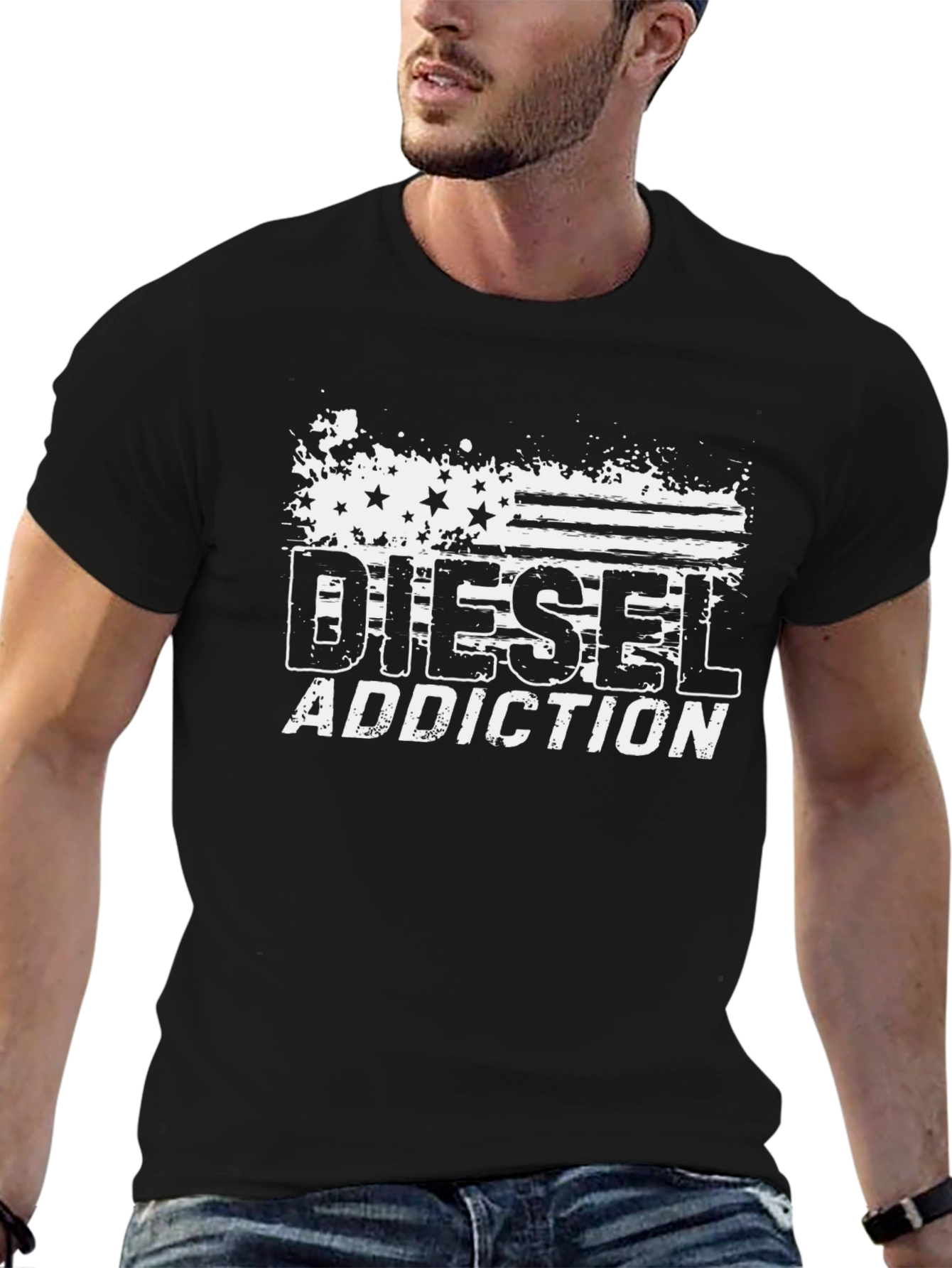 Diesel Addiction Flag Graphic Black T-Shirt