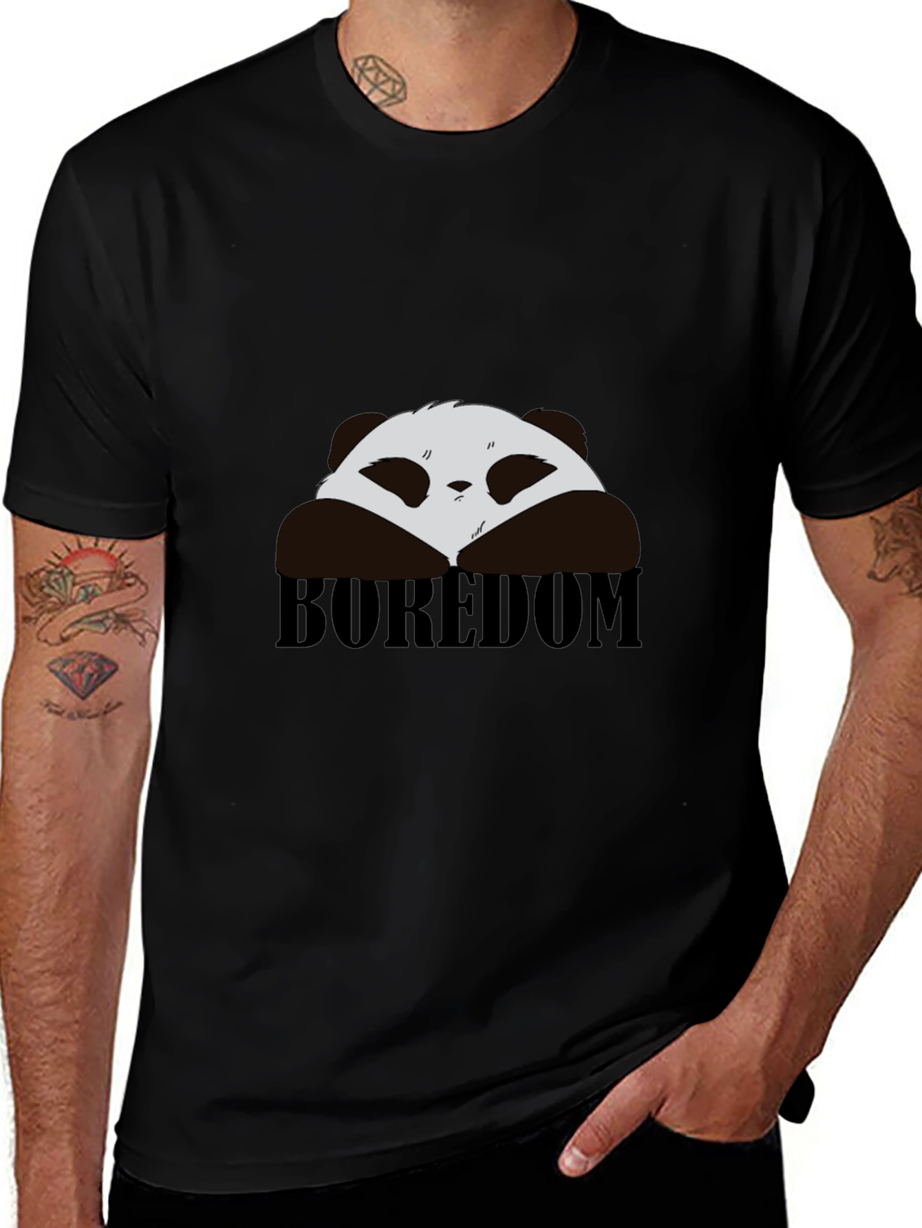 Boredom Panda Graphic T-Shirt - Black Cotton Tee