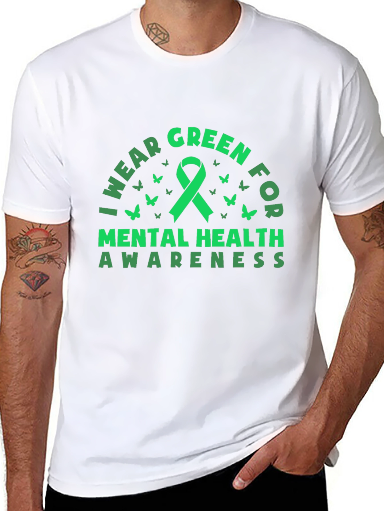 Mental Health Awareness Green Ribbon Graphic Tee