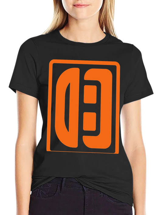 Bold Graphic Tee: Black T-Shirt with Orange Logo