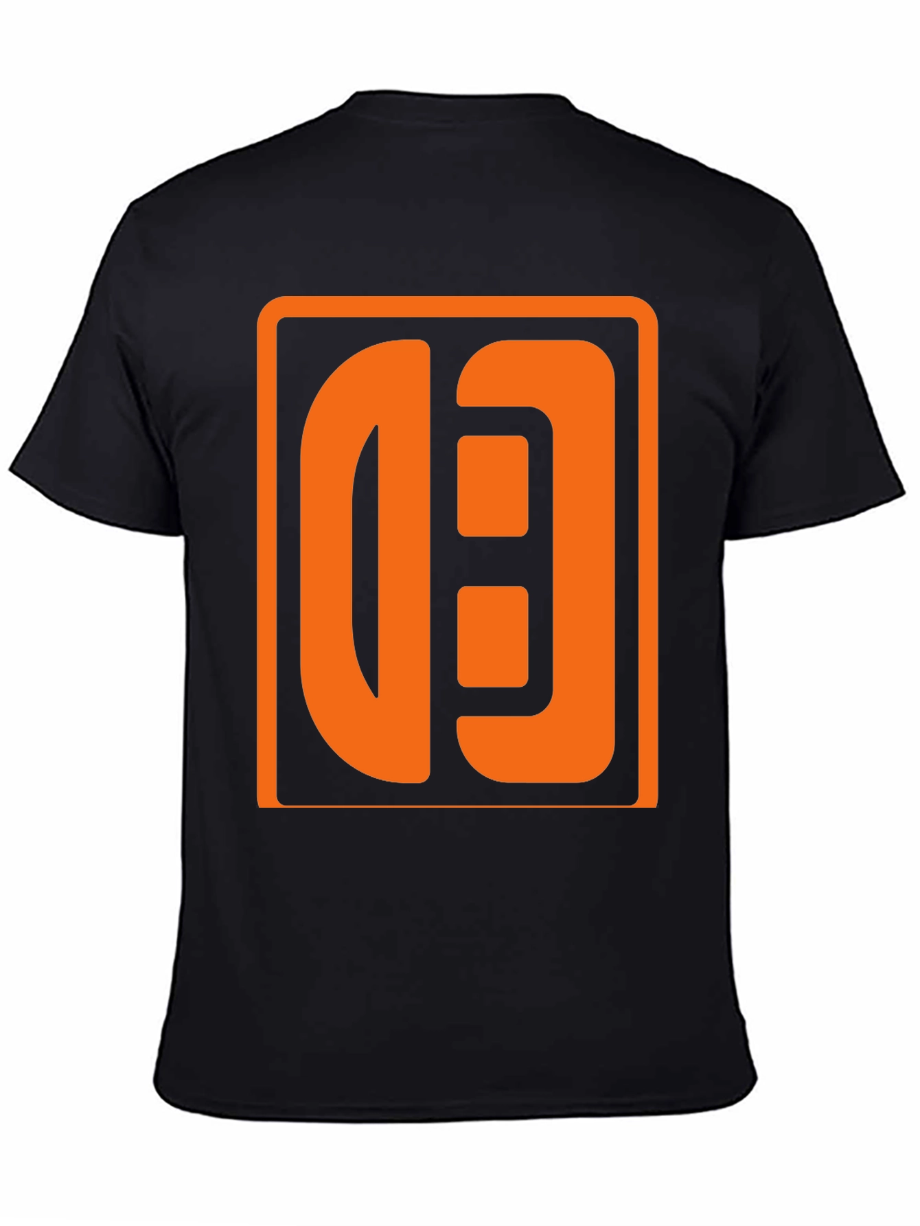 Bold Graphic Tee: Black T-Shirt with Orange Logo