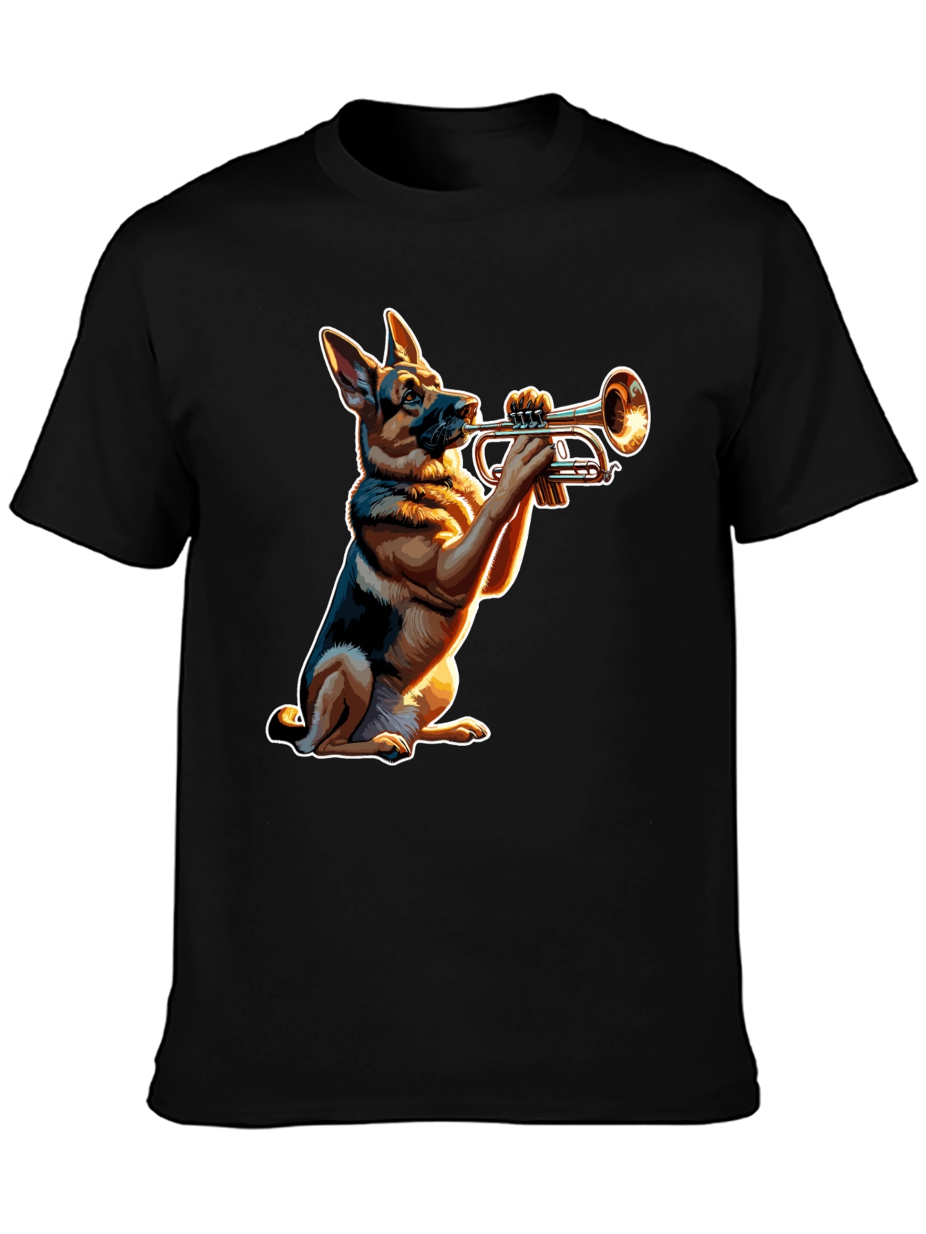 Dog Playing Trumpet Graphic Tee